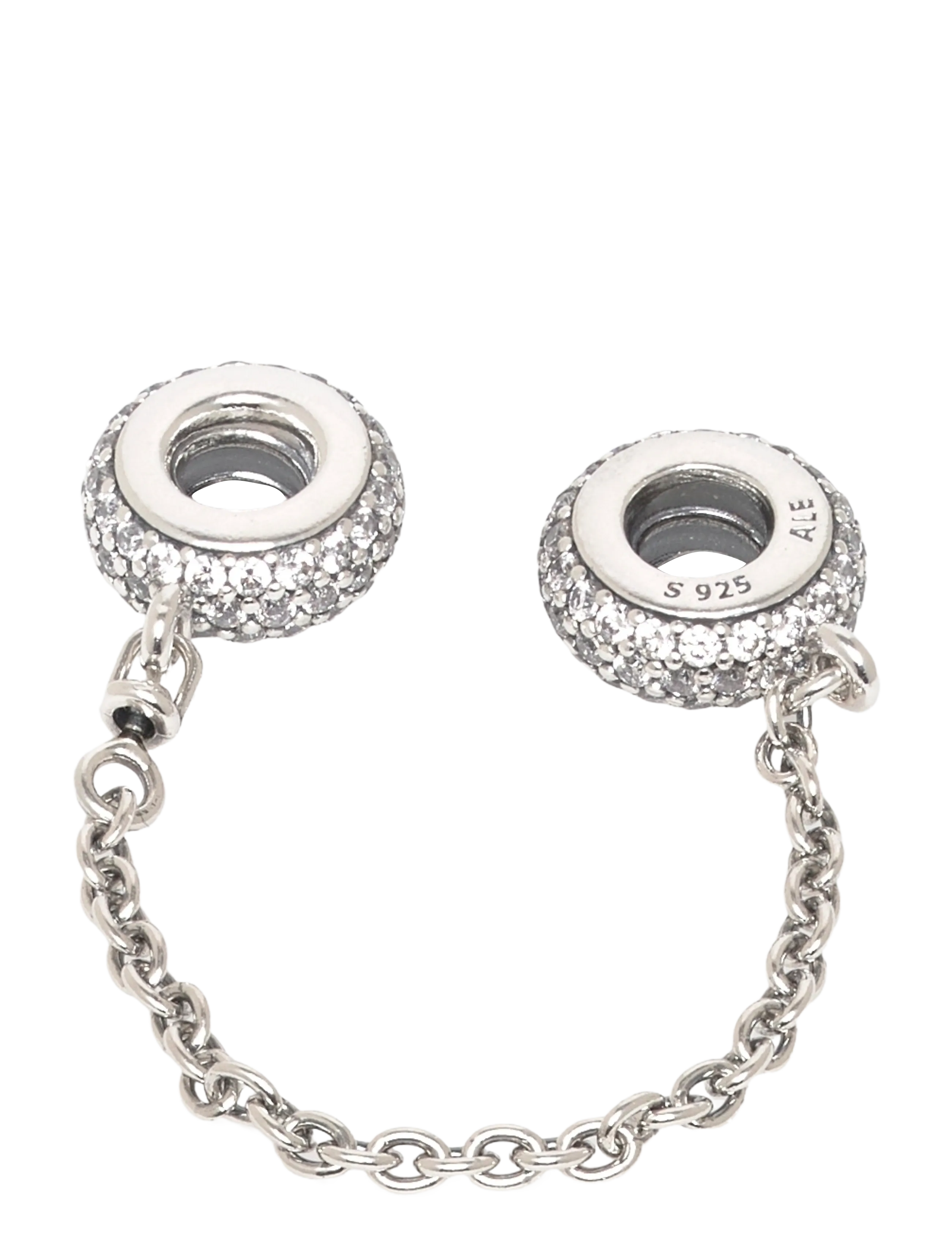 Pandora Silver Safety Chain With Clear Cubic Zirconia, One Size, Bracelets, Silber - Frauen