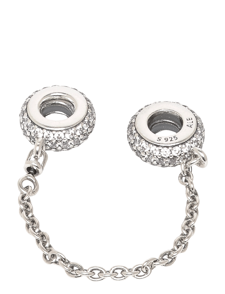 Pandora - Silver safety chain with clear cubic zirconia - kædearmbånd - clear - 0