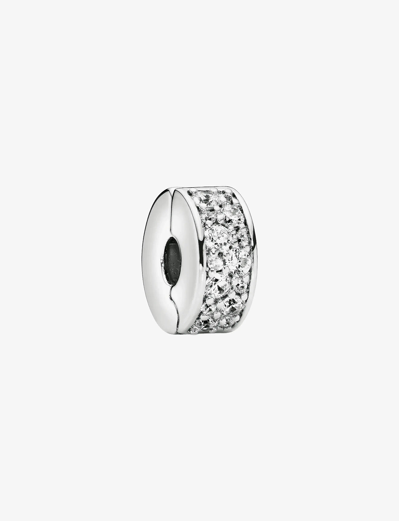 Pandora - Silver clip with clear cubic zirconia and silicone grip - hängen & berlocker - clear - 1