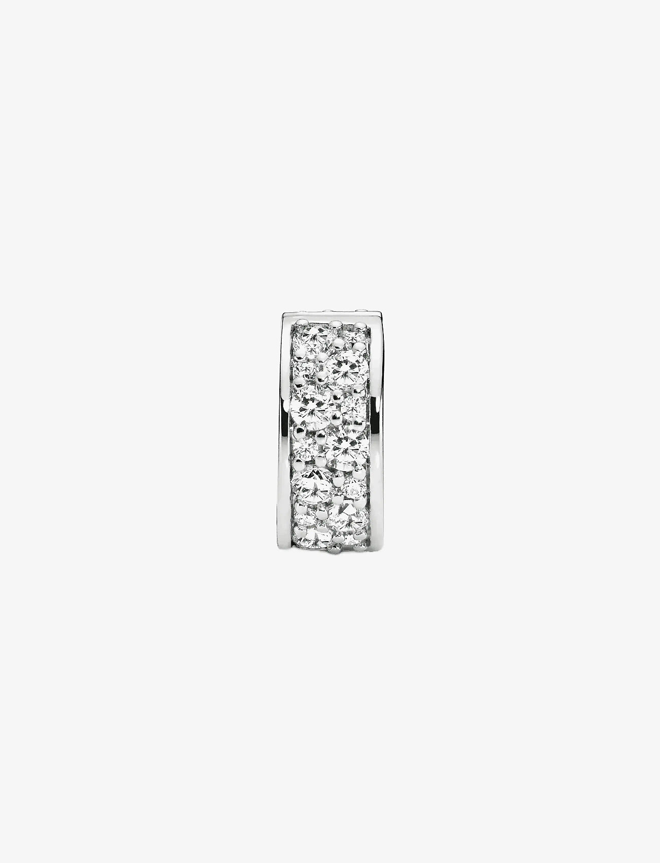 Pandora - Silver clip with clear cubic zirconia and silicone grip - hängen & berlocker - clear - 2