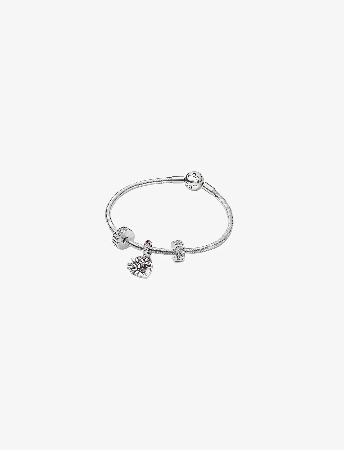 Pandora - Silver clip with clear cubic zirconia and silicone grip - hängen & berlocker - clear - 3