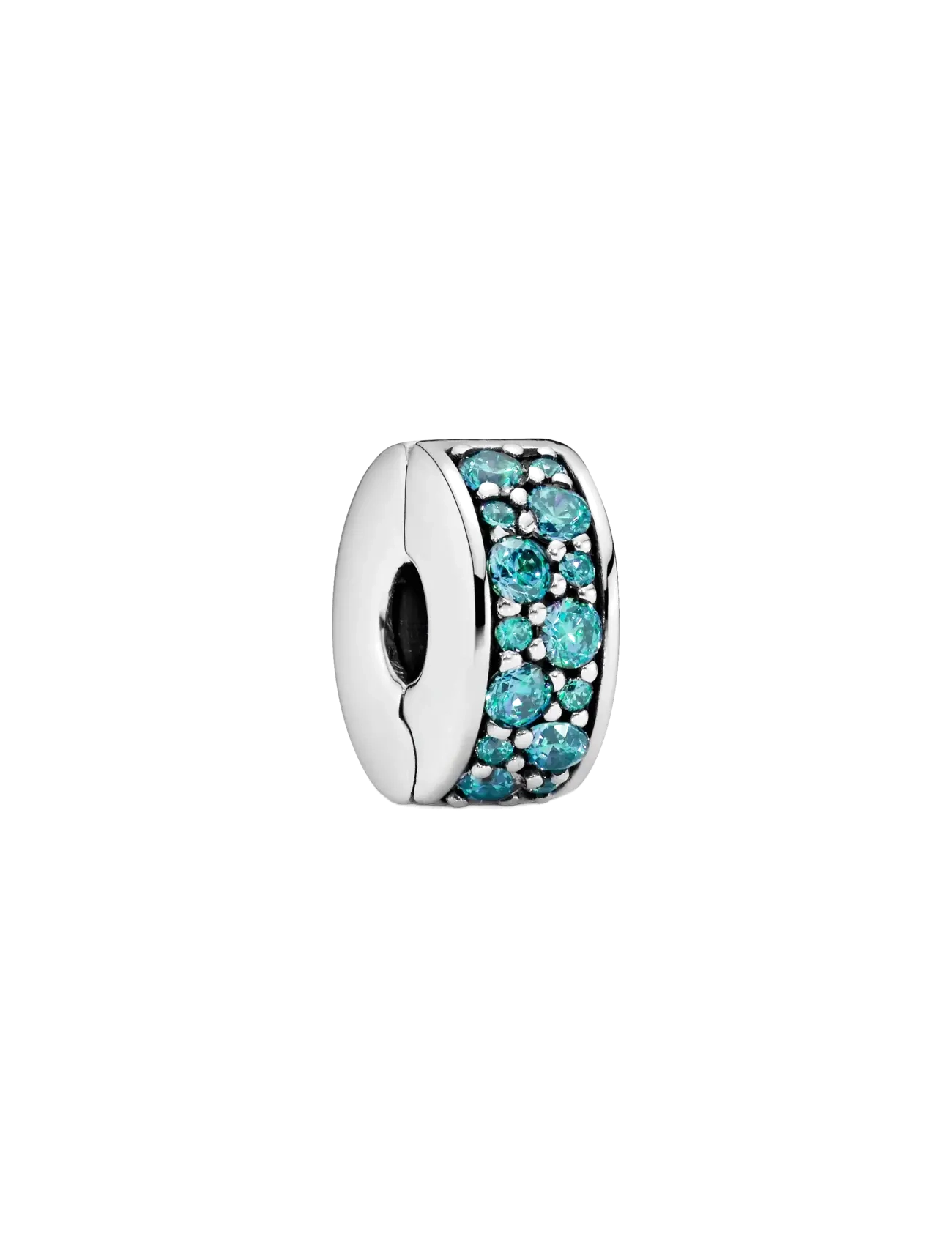 Silver clip with teal cubic zirconia and silicone grip - TURQUOISE
