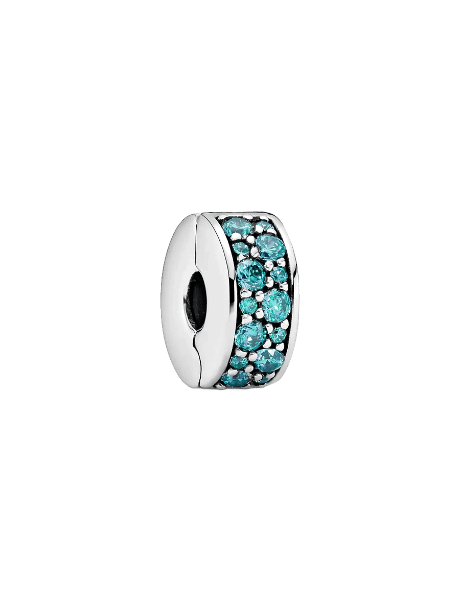 Pandora - Teal Pavé Clip Charm - anhänger - turquoise - 1