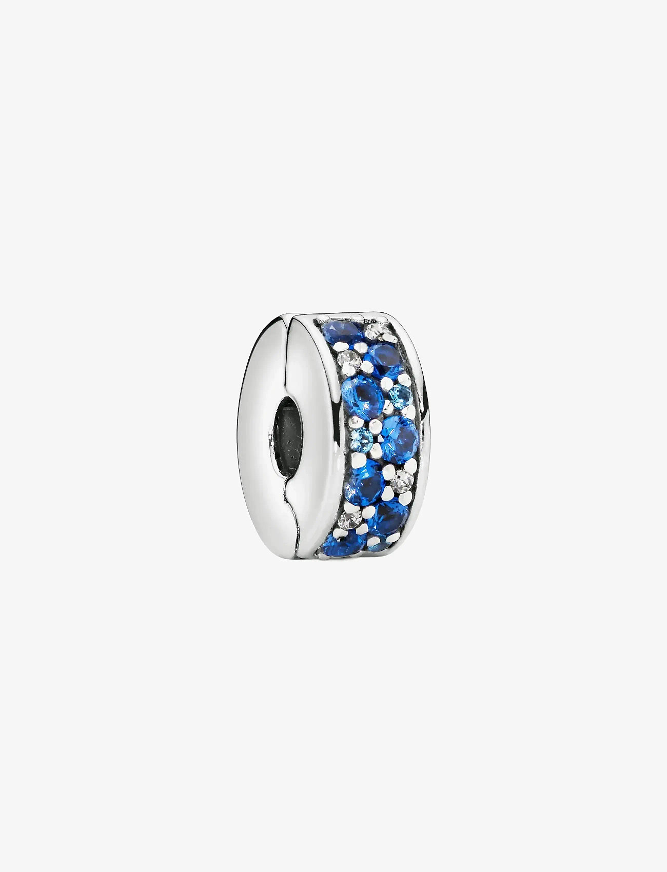 Pandora - Silver clip with Swiss blue crystal, clear cubic zirconia, royal blue crystal and silicone grip - anhänger - blue - 1