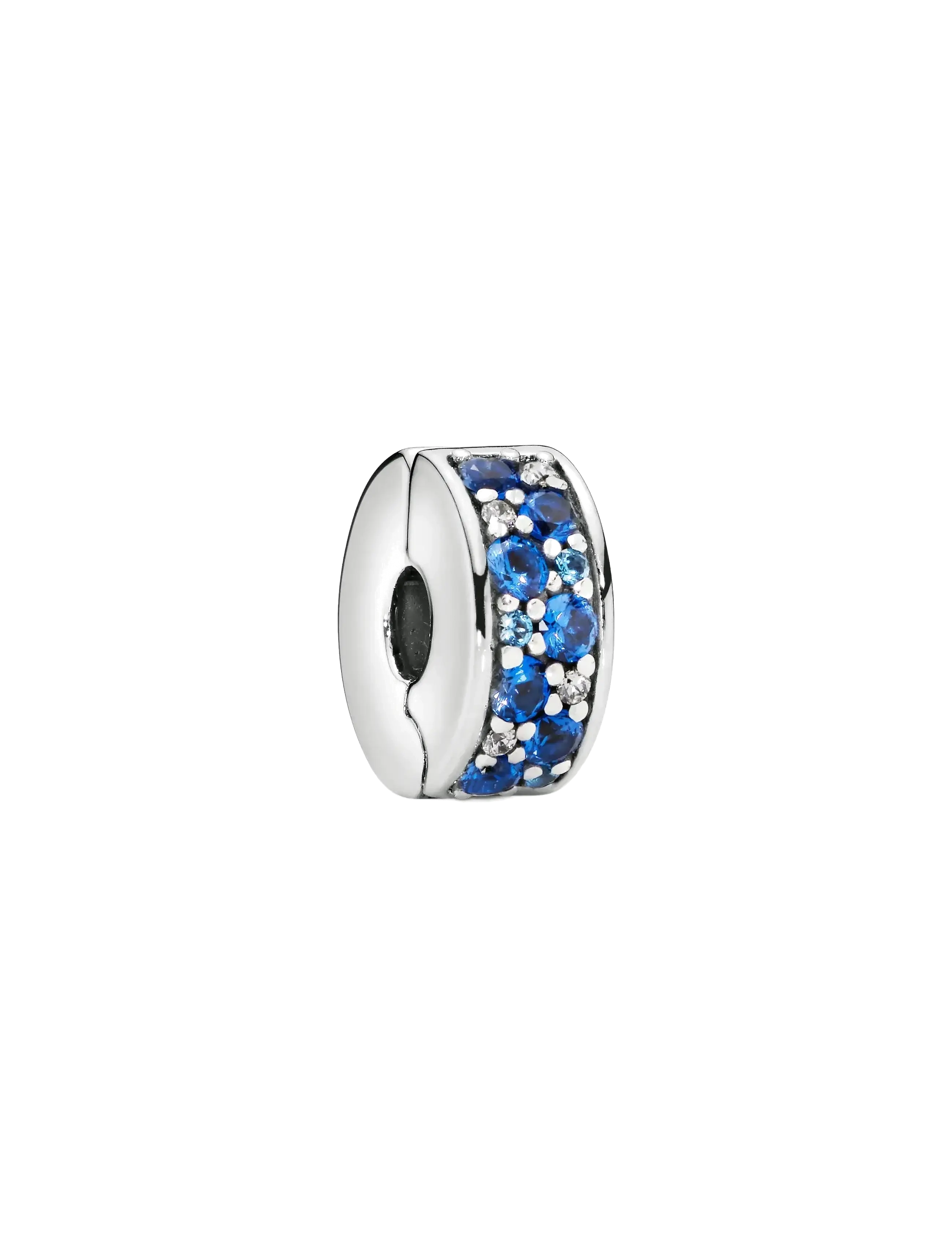 Pandora Silver clip with Swiss blue crystal, clear cubic zirconia, royal blue crystal and silicone grip - Smykker - BLUE / blue