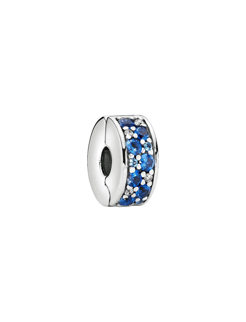 Pandora - Silver clip with Swiss blue crystal, clear cubic zirconia, royal blue crystal and silicone grip - anhänger - blue - 1