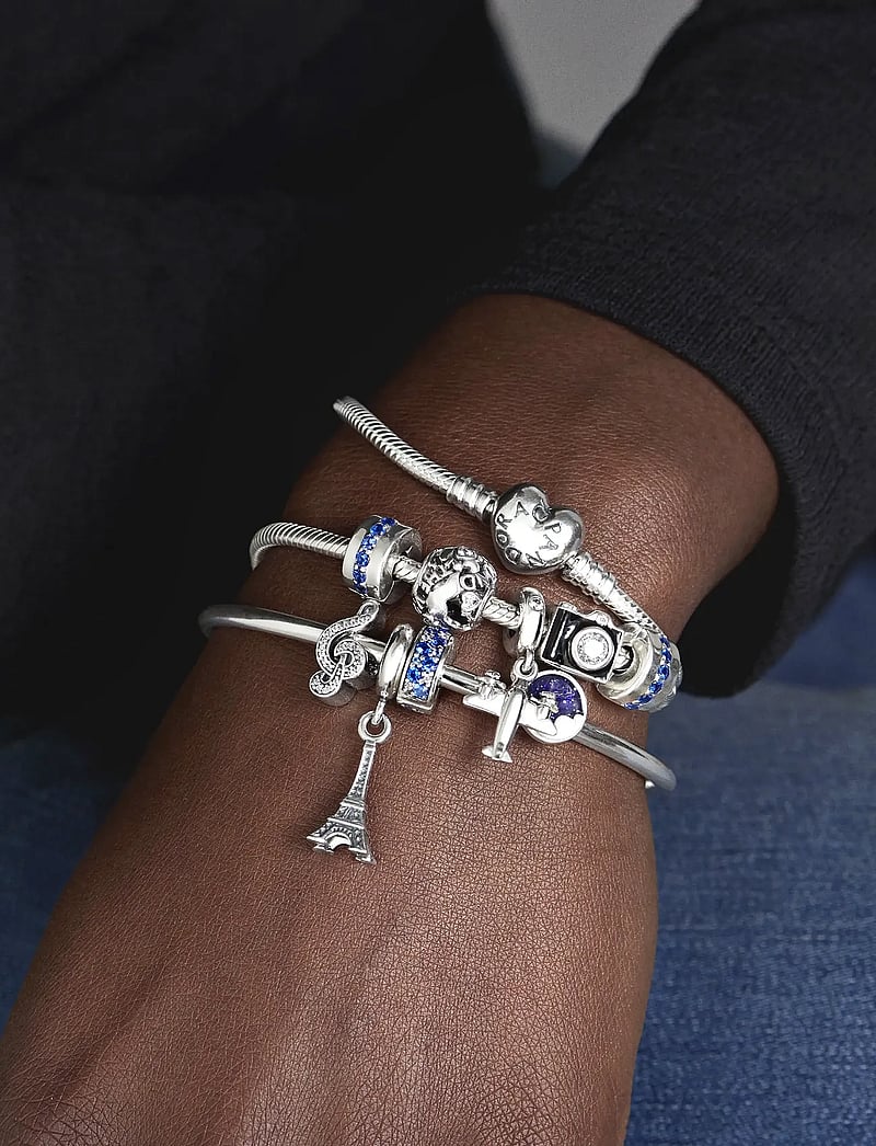 Pandora - Silver clip with Swiss blue crystal, clear cubic zirconia, royal blue crystal and silicone grip - anhänger - blue - 2