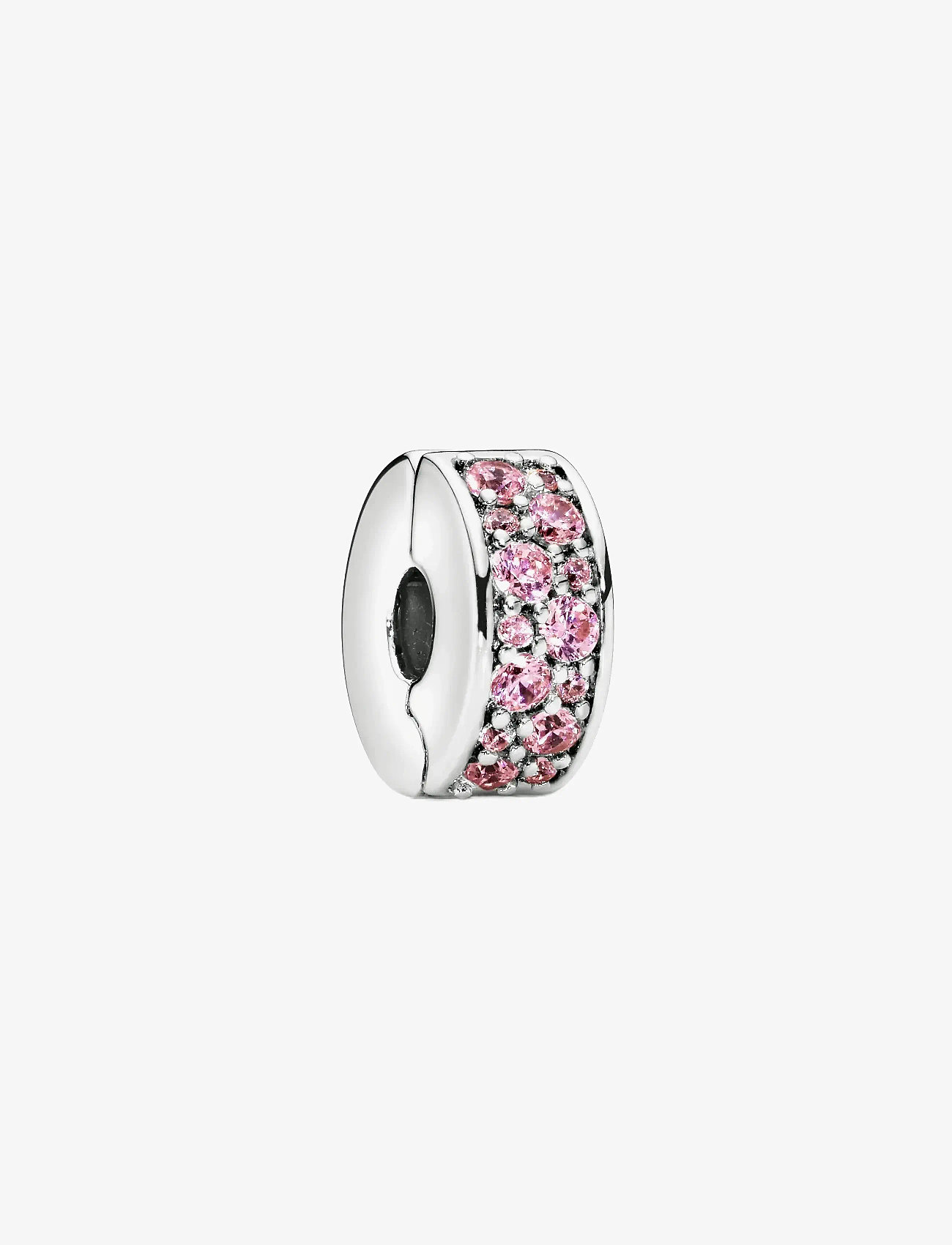 Pandora - Silver clip with pink cubic zirconia and silicone grip - ripatsid - pink - 1