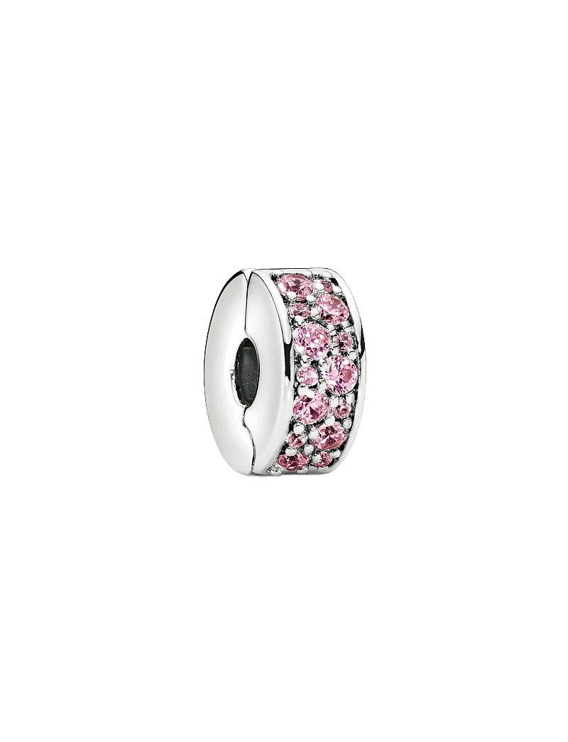 Pandora - Silver clip with pink cubic zirconia and silicone grip - ripatsid - pink - 1