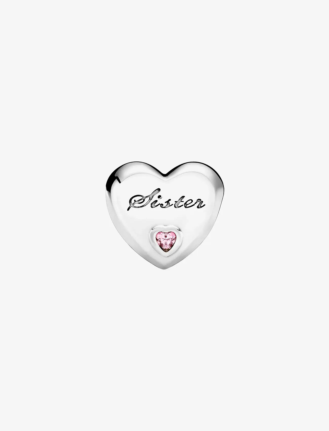 Pandora - Sister heart silver charm with pink cubic zirconia - anhänger - pink - 2