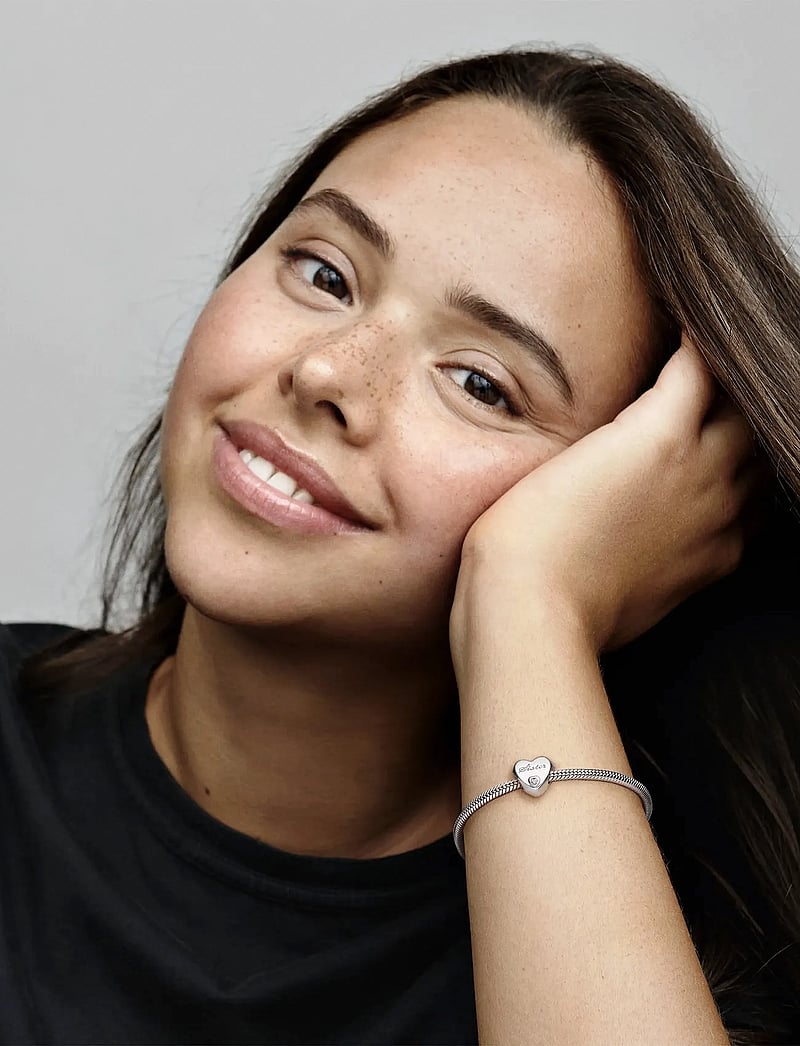 Pandora - Sister heart silver charm with pink cubic zirconia - anhänger - pink - 0