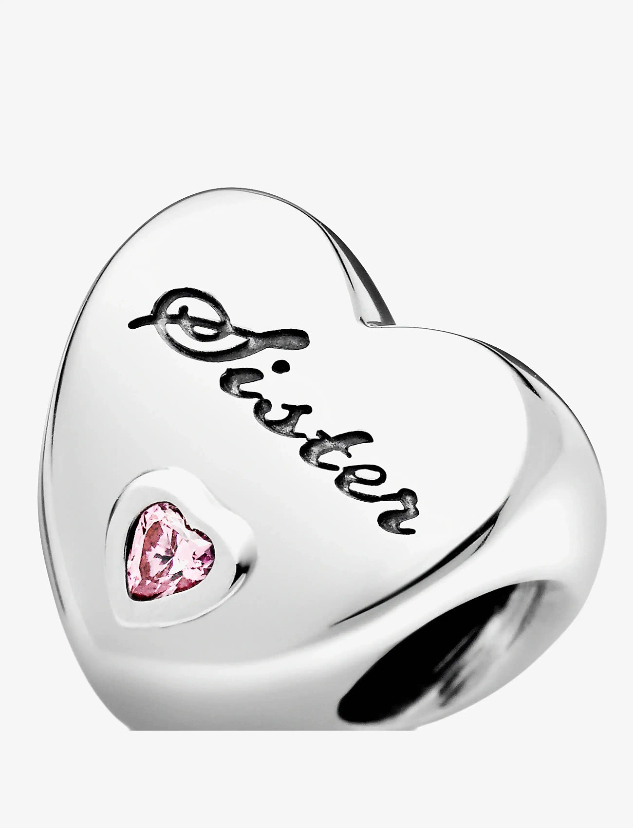 Pandora - Sister heart silver charm with pink cubic zirconia - anhänger - pink - 3