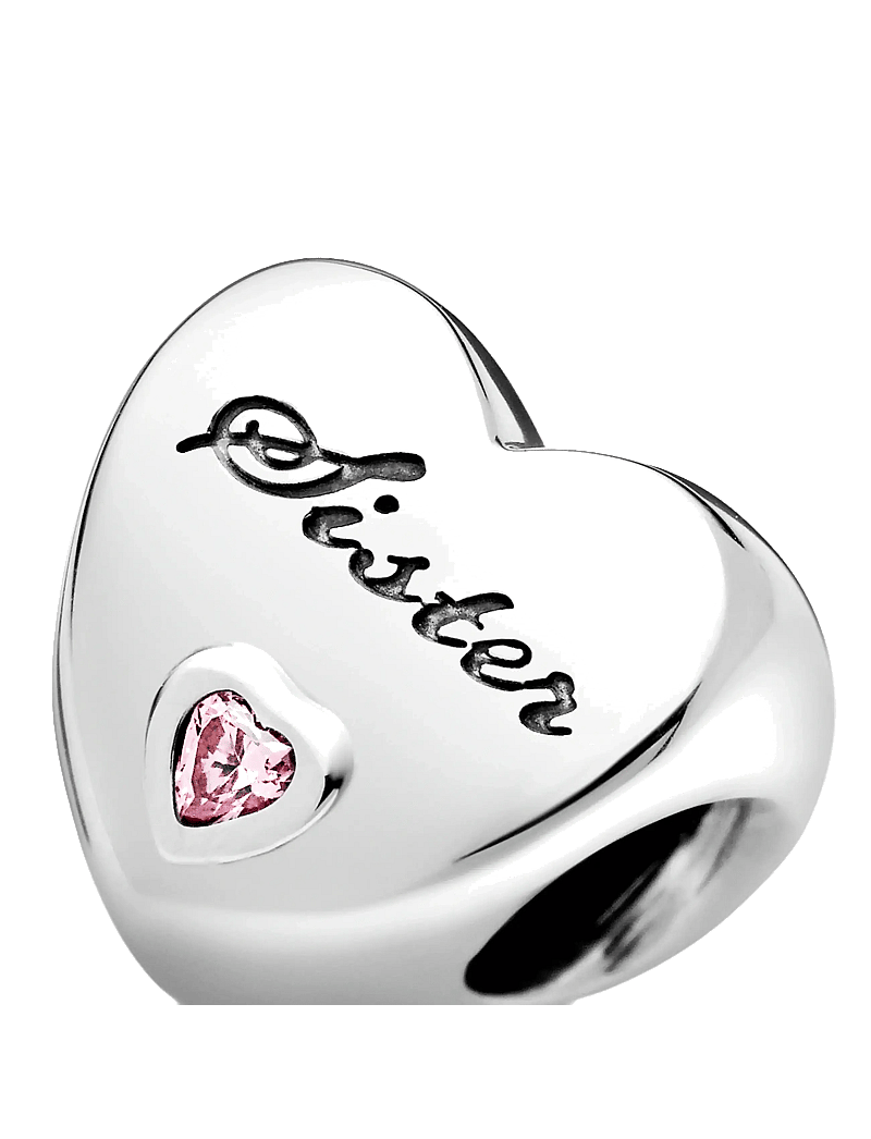 Pandora - Sister heart silver charm with pink cubic zirconia - anhänger - pink - 3