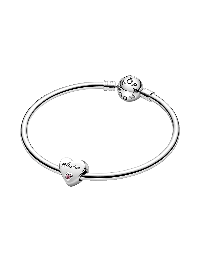 Pandora - Sister heart silver charm with pink cubic zirconia - anhänger - pink - 4