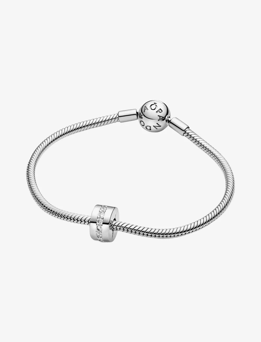 Pandora - Silver clip with clear cubic zirconia - anhänger - clear - 2