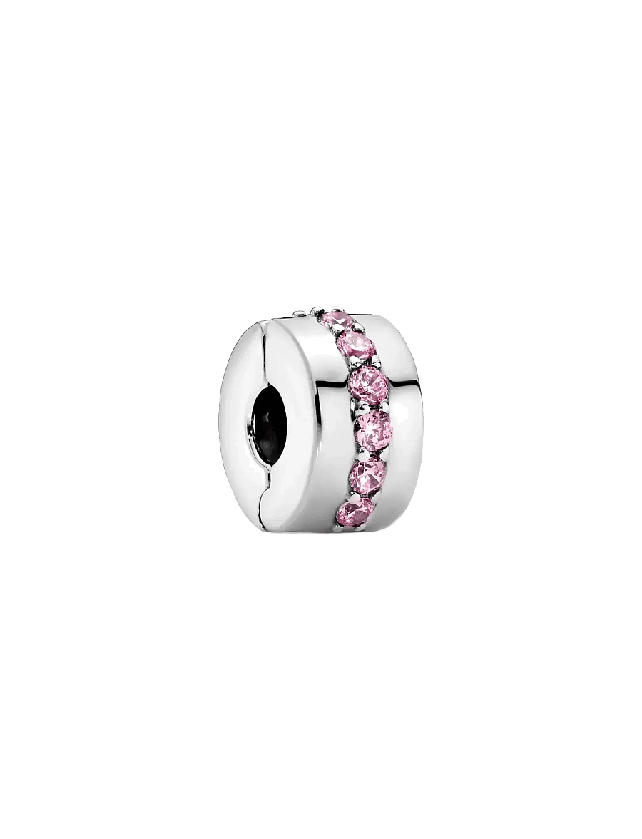 Pandora - Silver clip with pink cubic zirconia - hengiskraut - pink - 1
