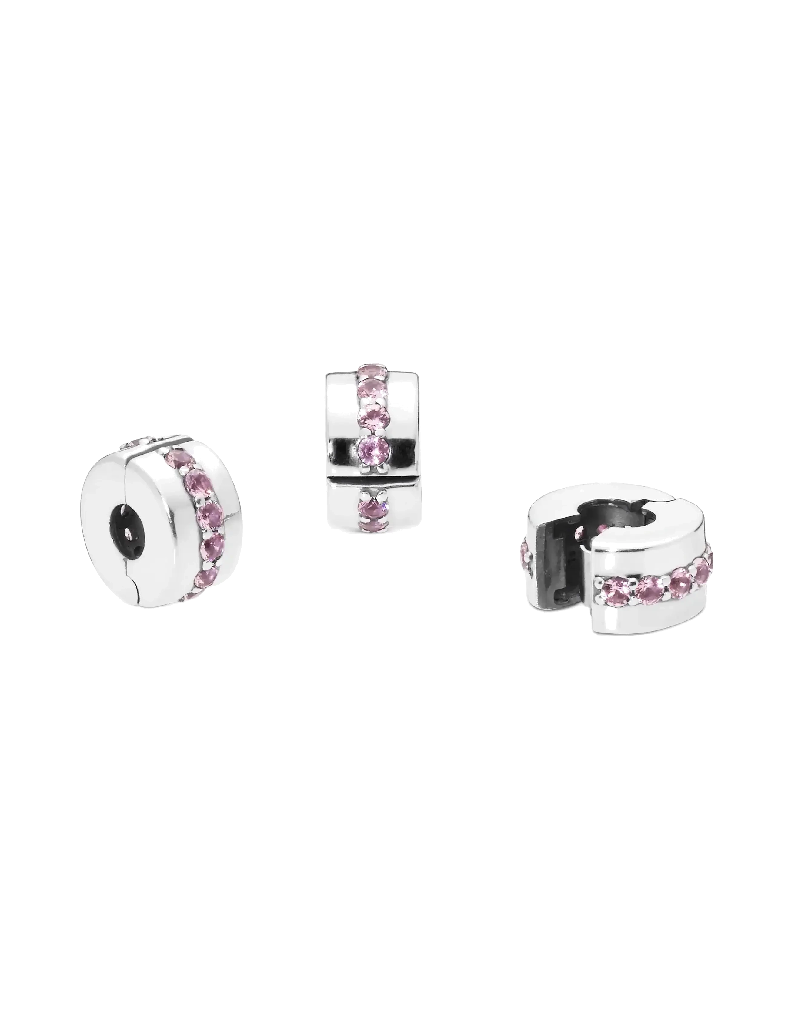 Pandora - Silver clip with pink cubic zirconia - pendants - pink - 2