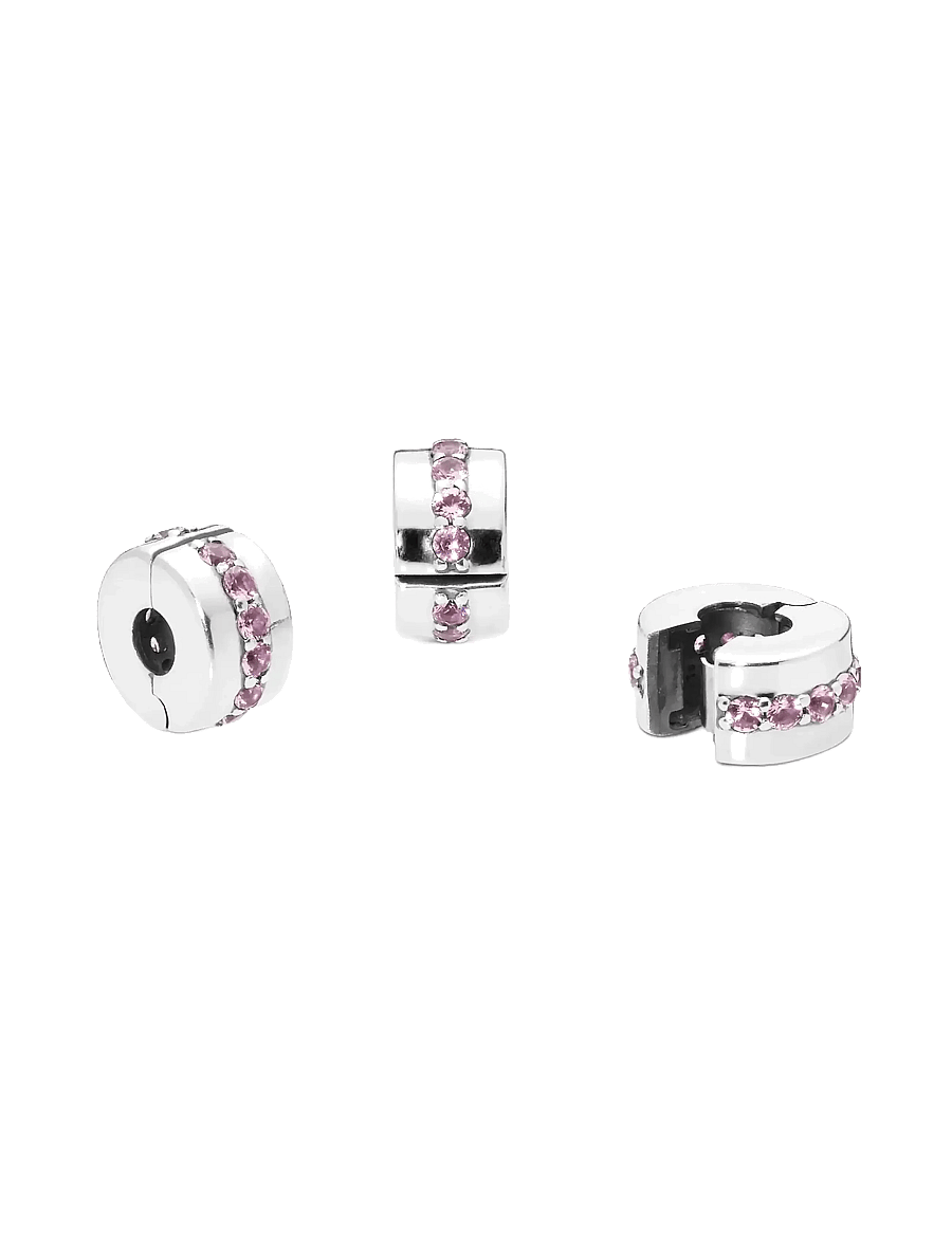 Pandora - Silver clip with pink cubic zirconia - hengiskraut - pink - 2