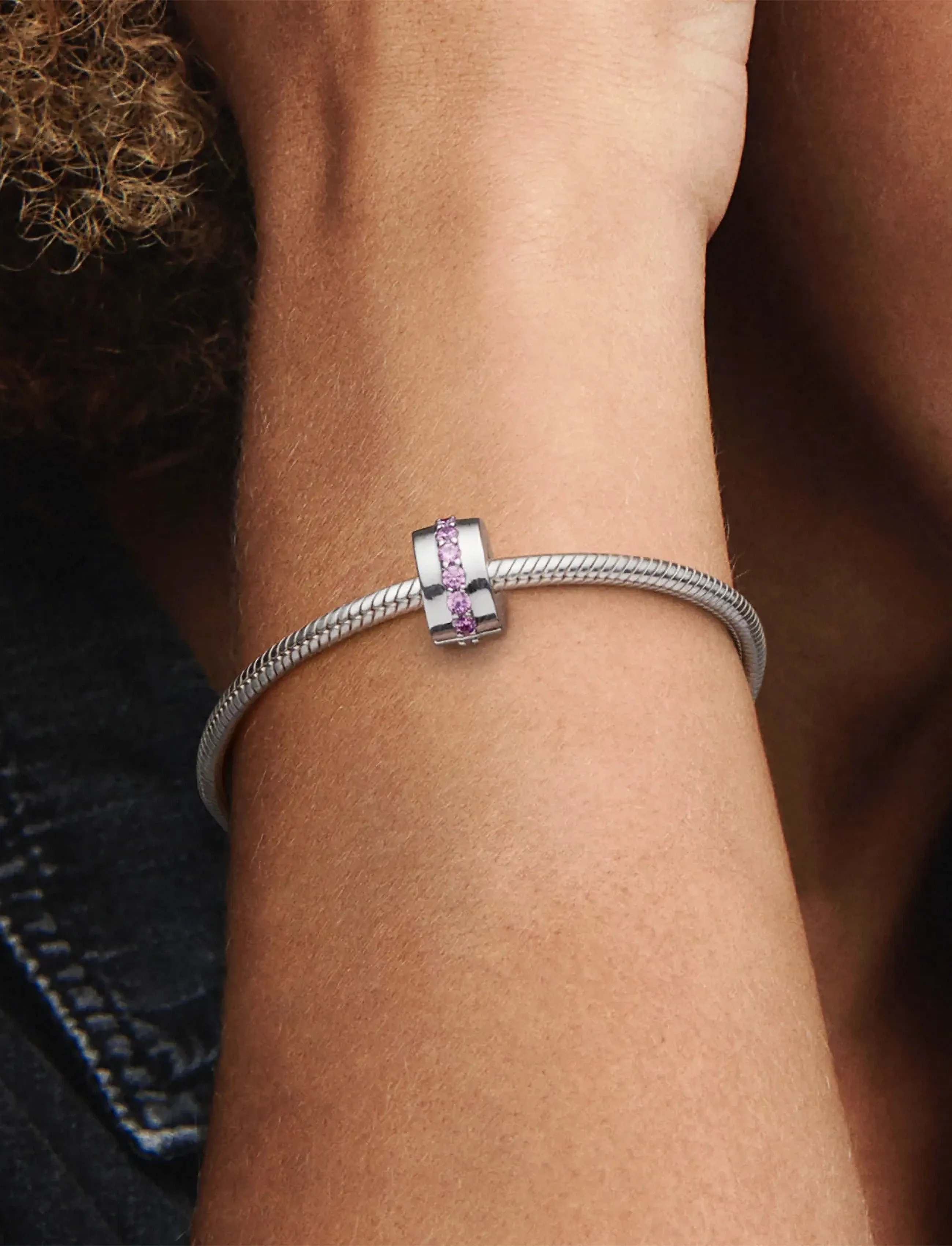 Pandora Silver Clip With Pink Cubic Zirconia, Kvinder, Clip Charm, Pink, Str: ONE SIZE