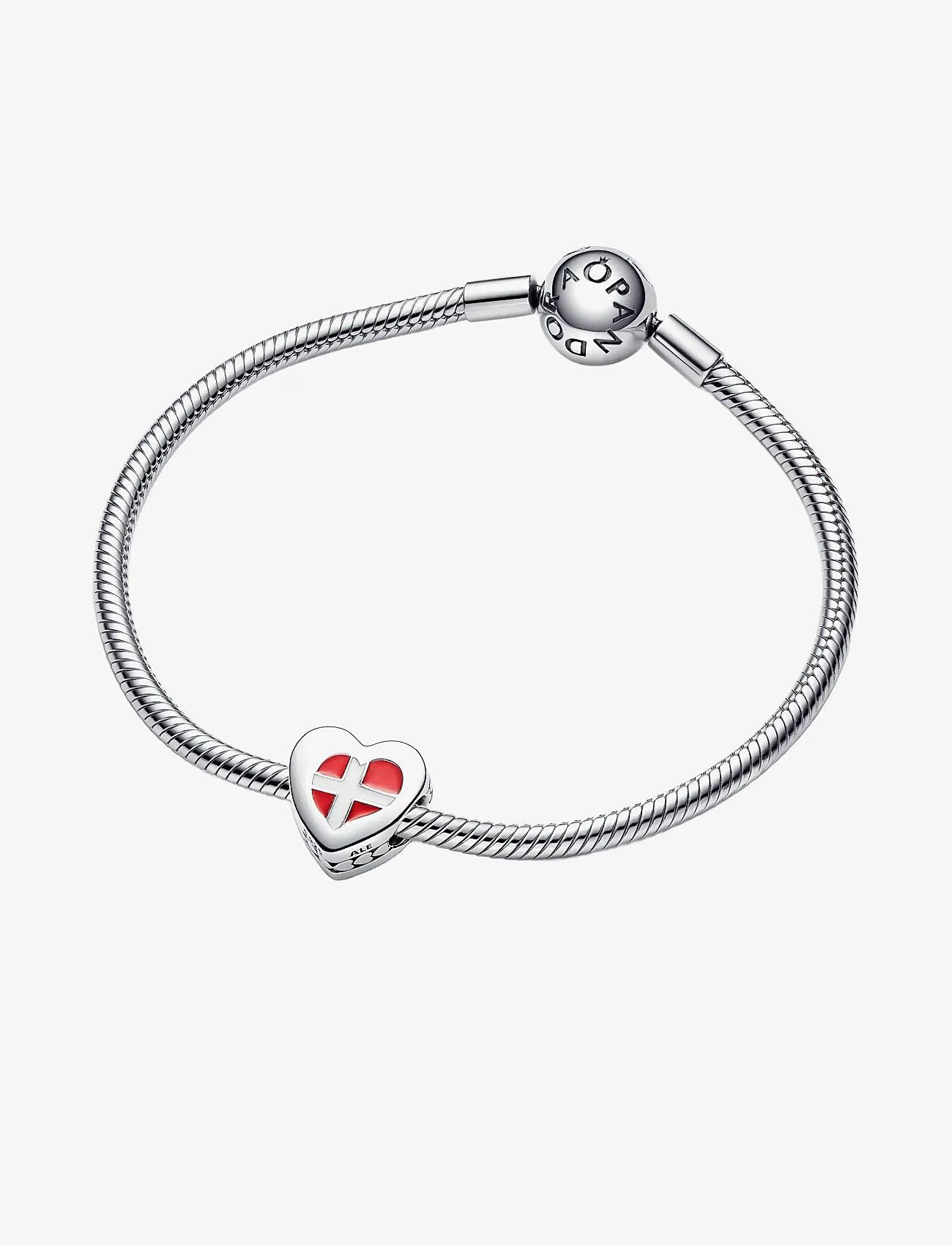 Pandora - Denmark flag heart sterling silver charm with red and white enamel - vedhæng - multicolor - 2