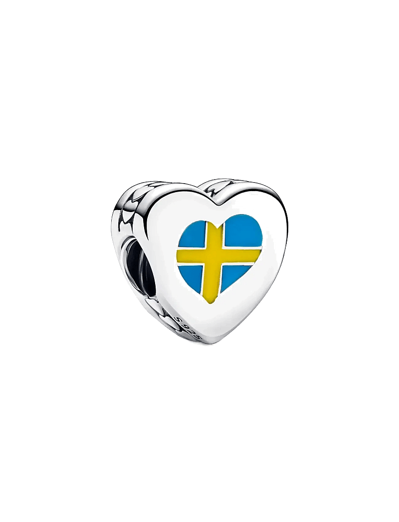 Pandora - Sweden flag heart sterling silver charm with yellow and blue enamel - pendants - multicolor - 0