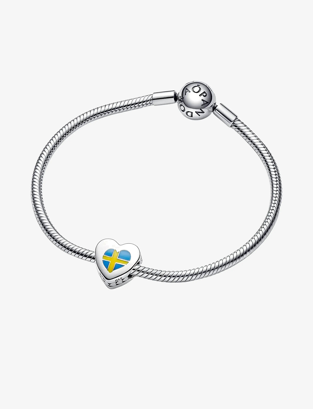 Pandora - Sweden flag heart sterling silver charm with yellow and blue enamel - vedhæng - multicolor - 2