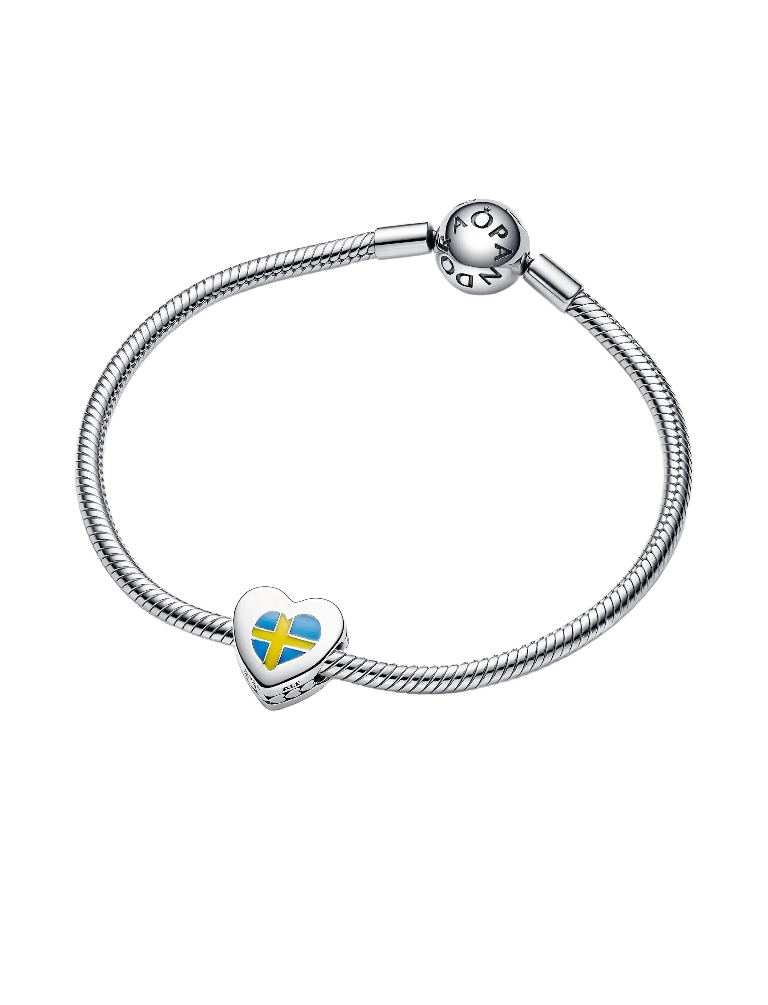 Pandora - Sweden flag heart sterling silver charm with yellow and blue enamel - pendentifs - multicolor - 2
