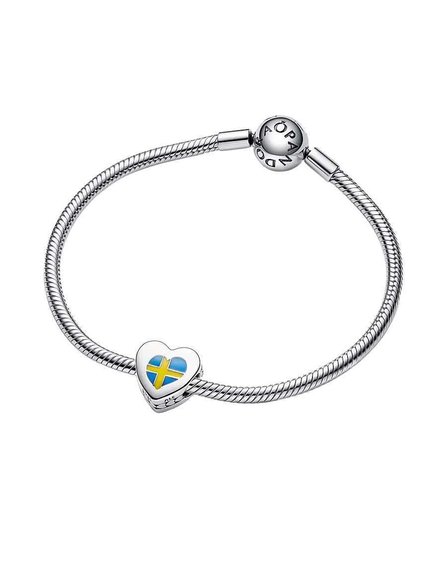 Pandora - Sweden flag heart sterling silver charm with yellow and blue enamel - pendentifs - multicolor - 2