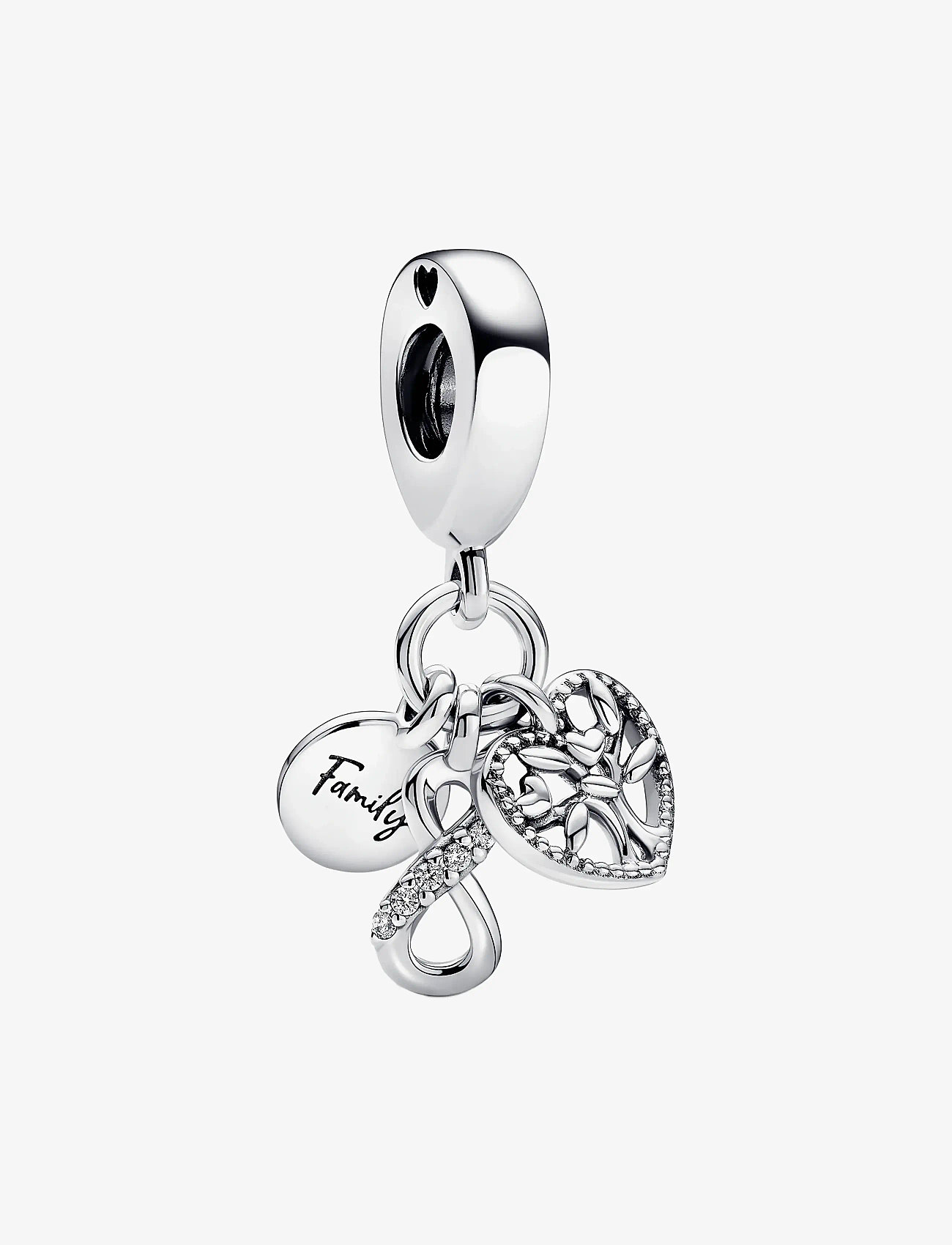 Pandora - Infinity, disc and heart sterling silver dangle with clear cubic zirconia - hangers - clear - 1
