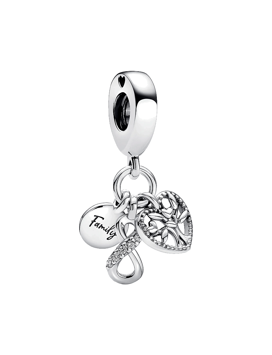 Pandora - Infinity, disc and heart sterling silver dangle with clear cubic zirconia - anhänger - clear - 1