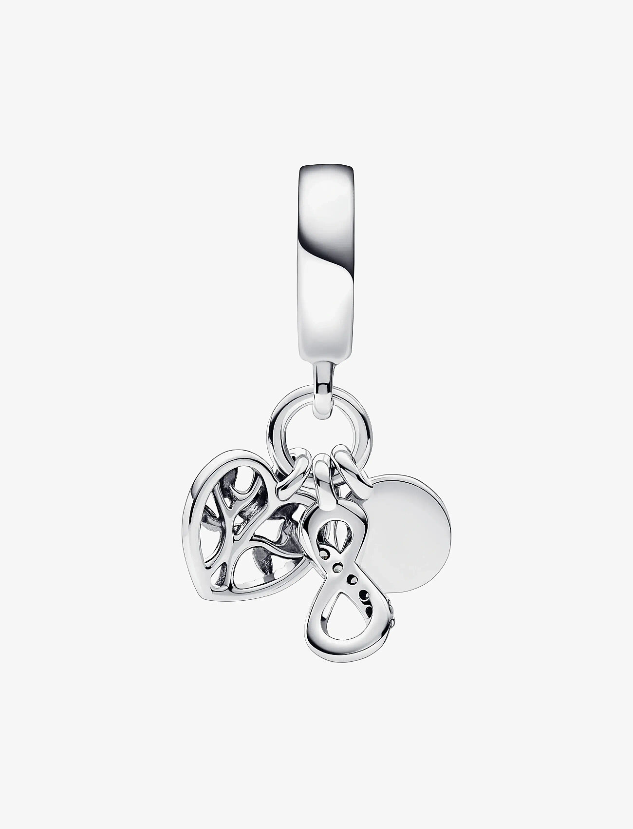 Pandora - Infinity, disc and heart sterling silver dangle with clear cubic zirconia - hangers - clear - 2