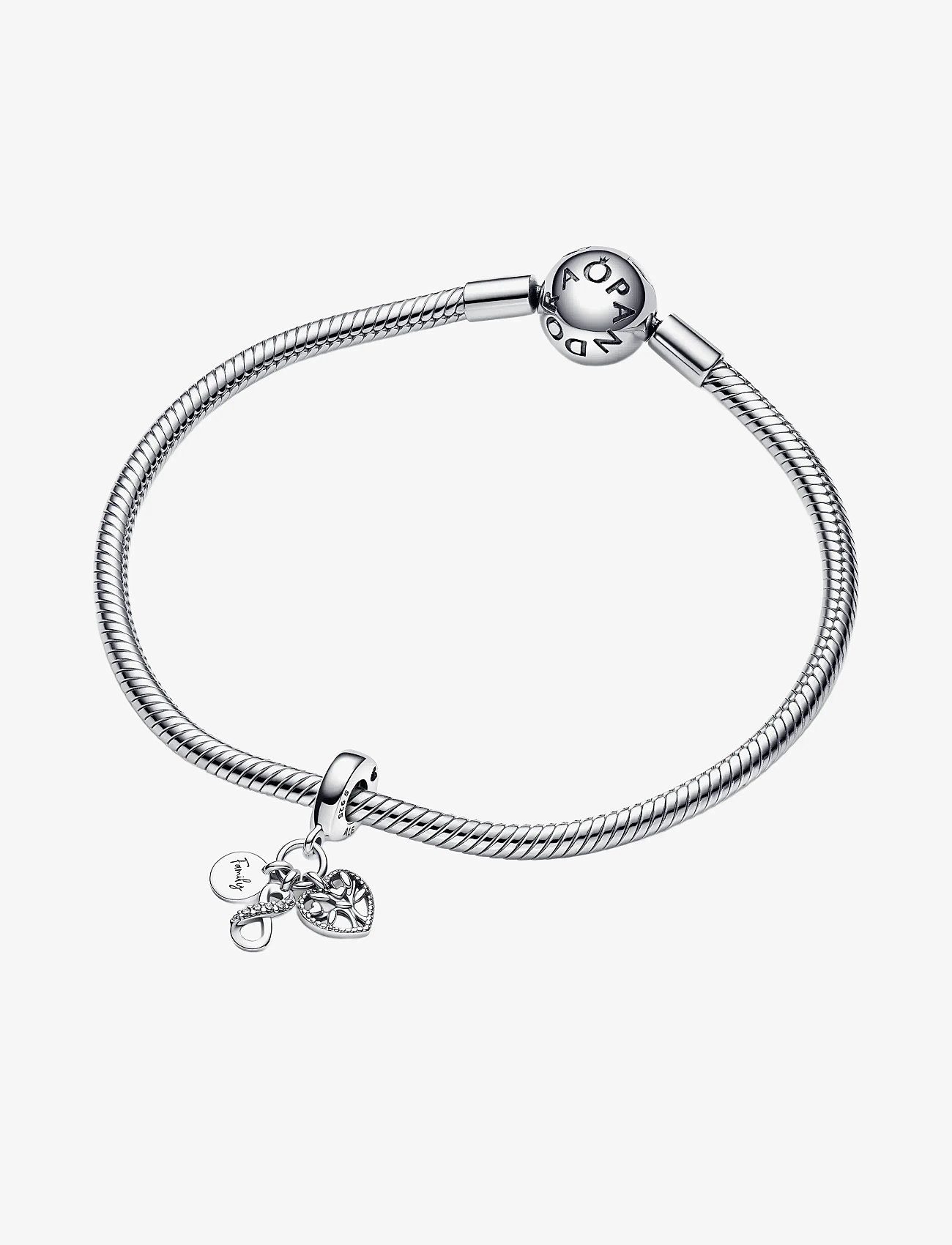 Pandora - Infinity, disc and heart sterling silver dangle with clear cubic zirconia - hangers - clear - 3