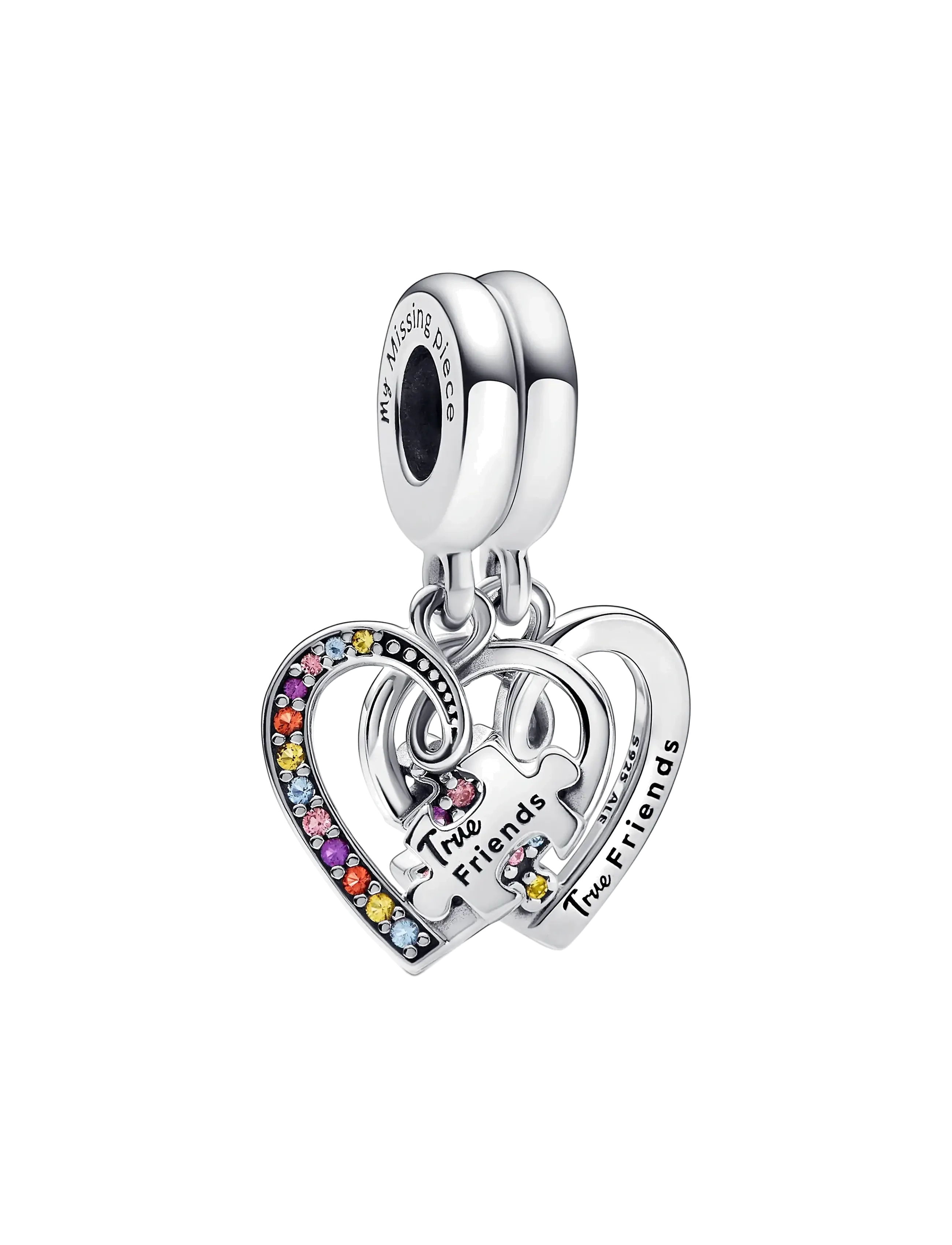 Pandora Puzzle Piece Hearts Splittable Friendship - Festtøj - MULTICOLOR / silver