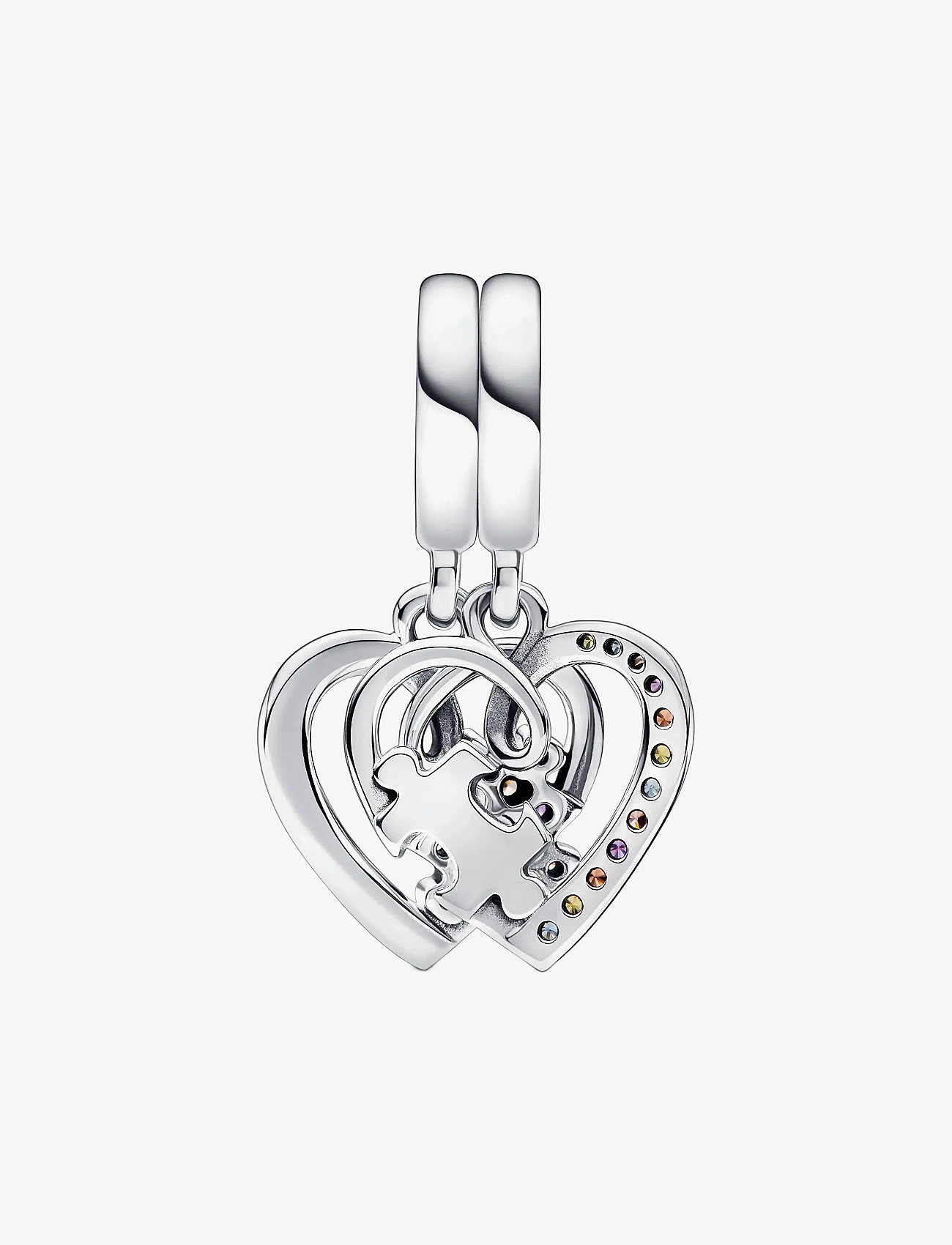 Pandora - Splitable hearts sterling silver dangle with icy blue, blazing yellow, burnt orange, royal purple cr - pendants - multicolor - 2