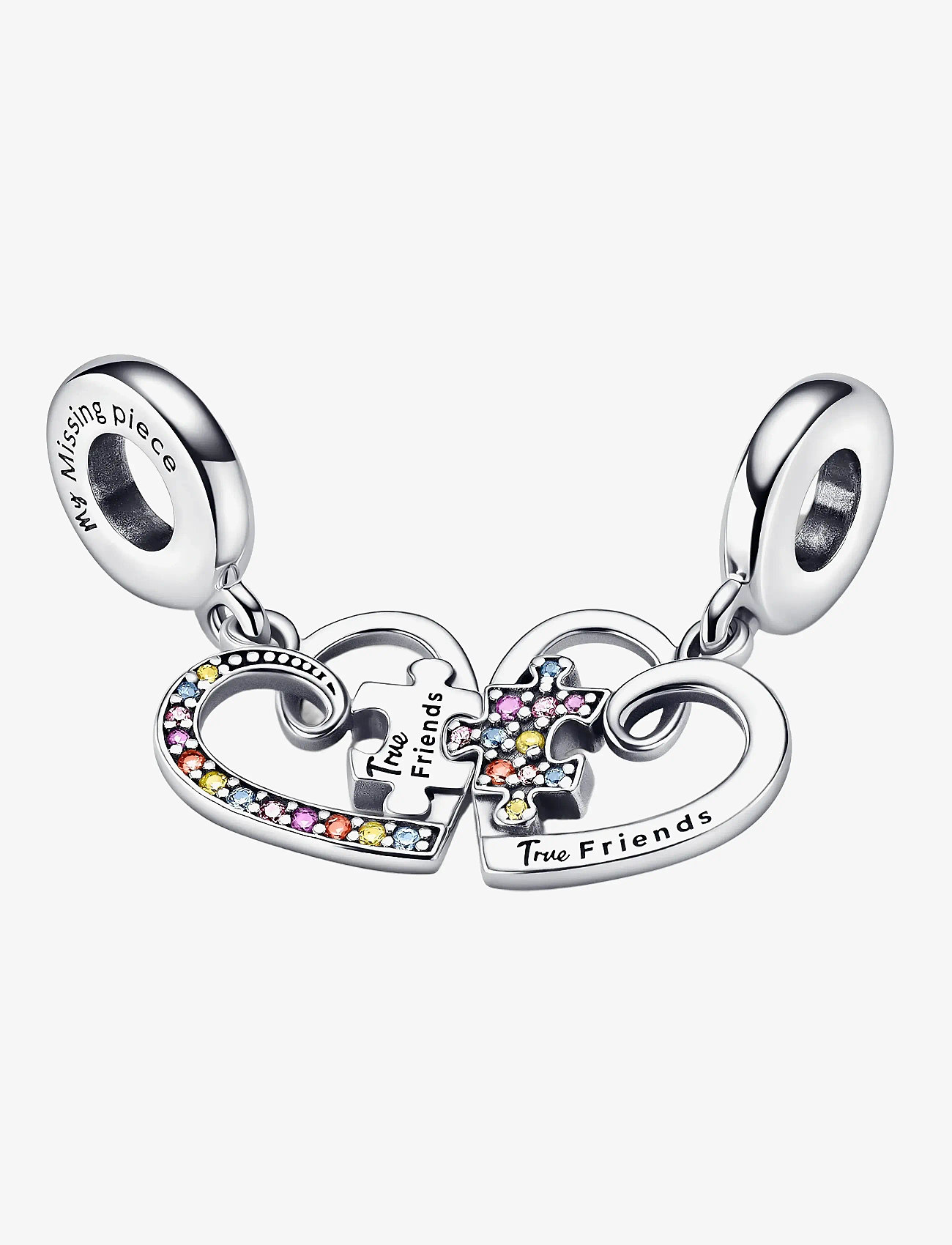 Pandora - Splitable hearts sterling silver dangle with icy blue, blazing yellow, burnt orange, royal purple cr - pendants - multicolor - 3