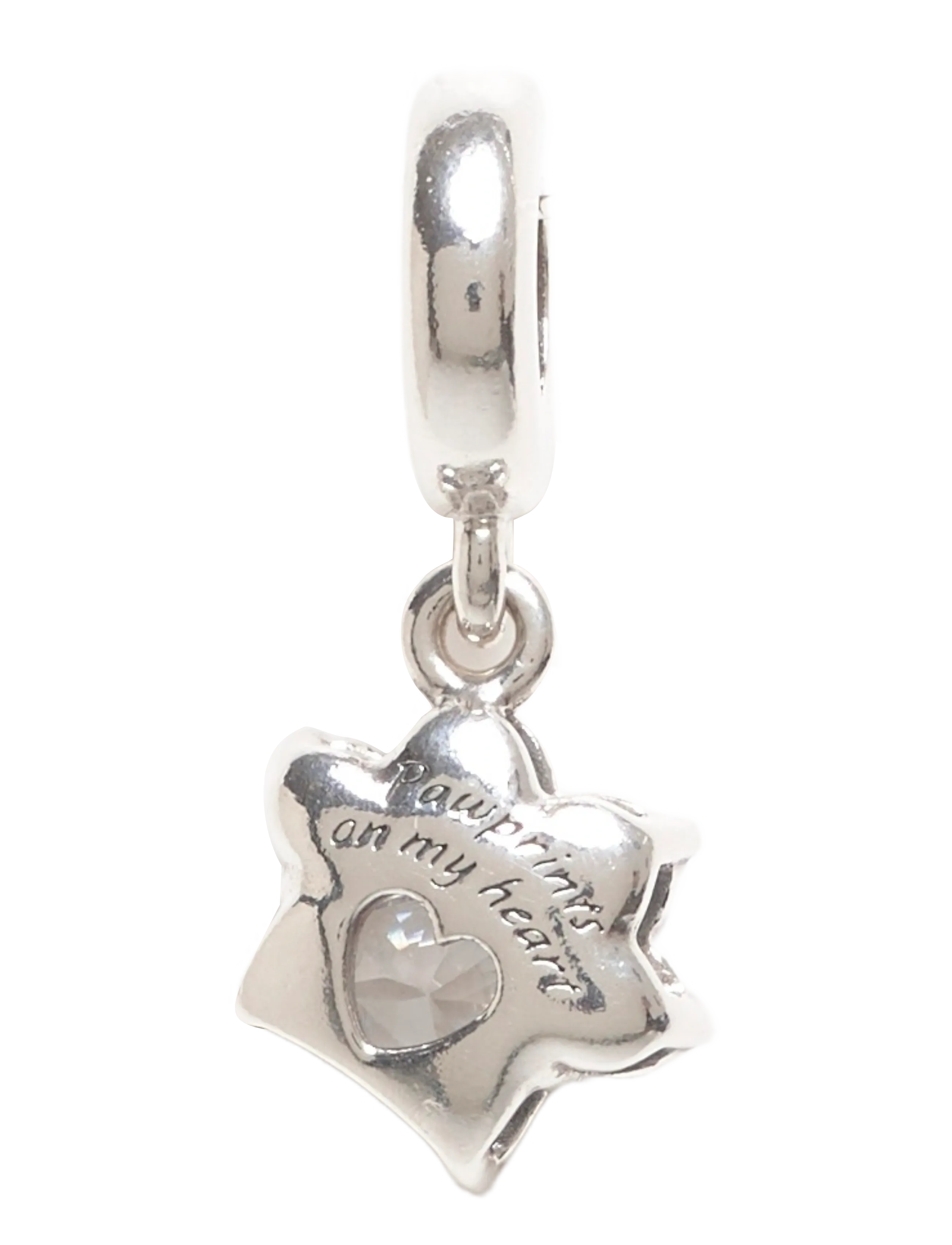 Pandora - Paw sterling silver dangle with clear cubic zirconia - vedhæng - clear - 1