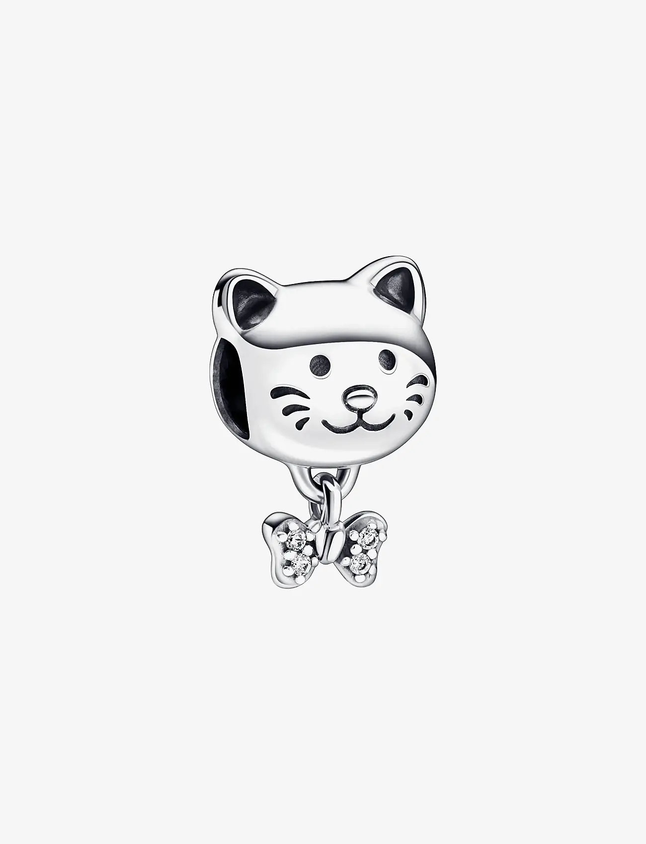 Pandora - Cat sterling silver charm with clear cubic zirconia - vedhæng - clear - 1