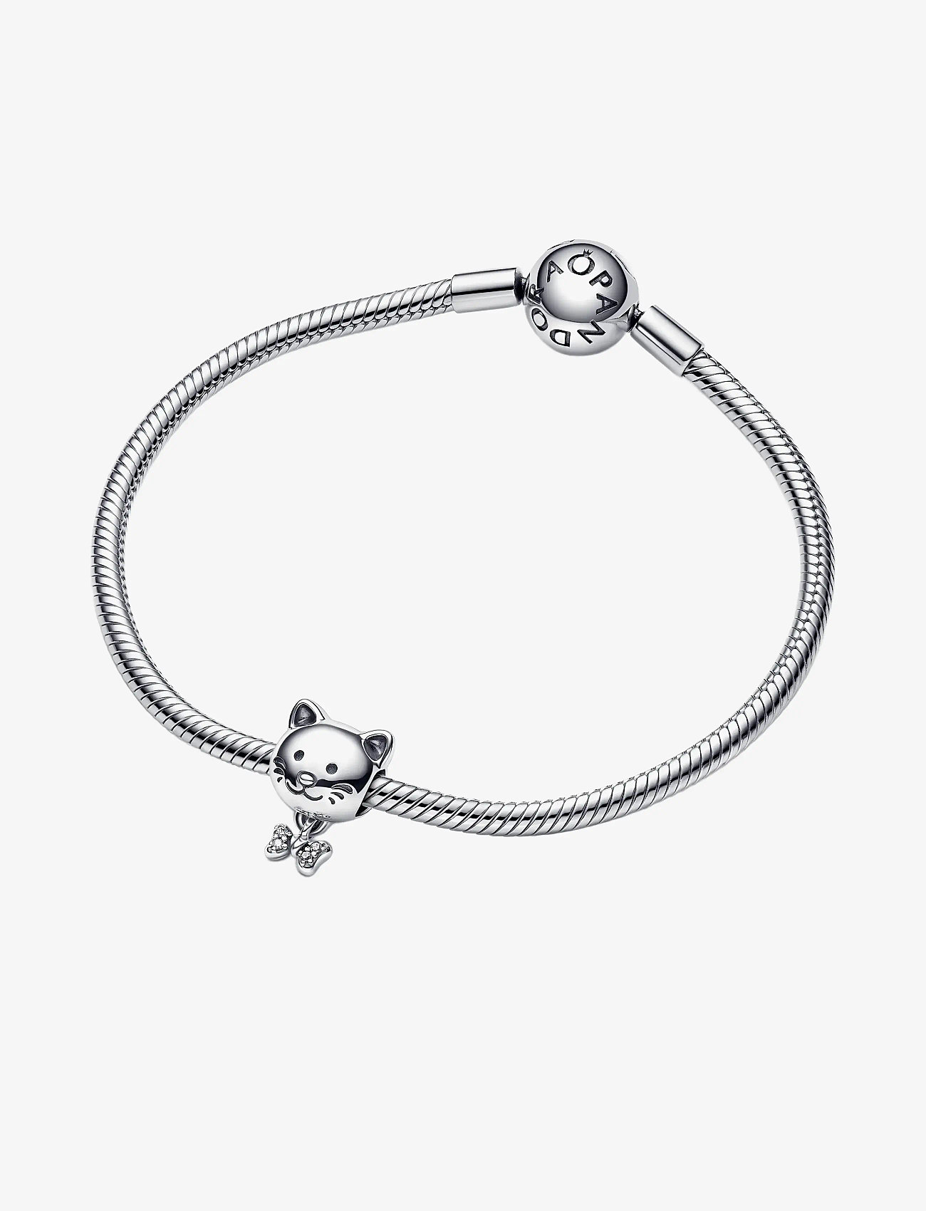 Pandora - Cat sterling silver charm with clear cubic zirconia - vedhæng - clear - 2