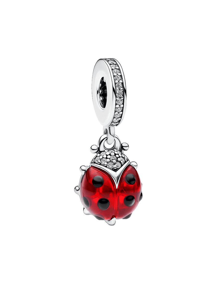 Pandora - Ladybird sterling silver dangle with salsa red crystal, clear cubic zirconia and black enamel - anhänger - red - 1