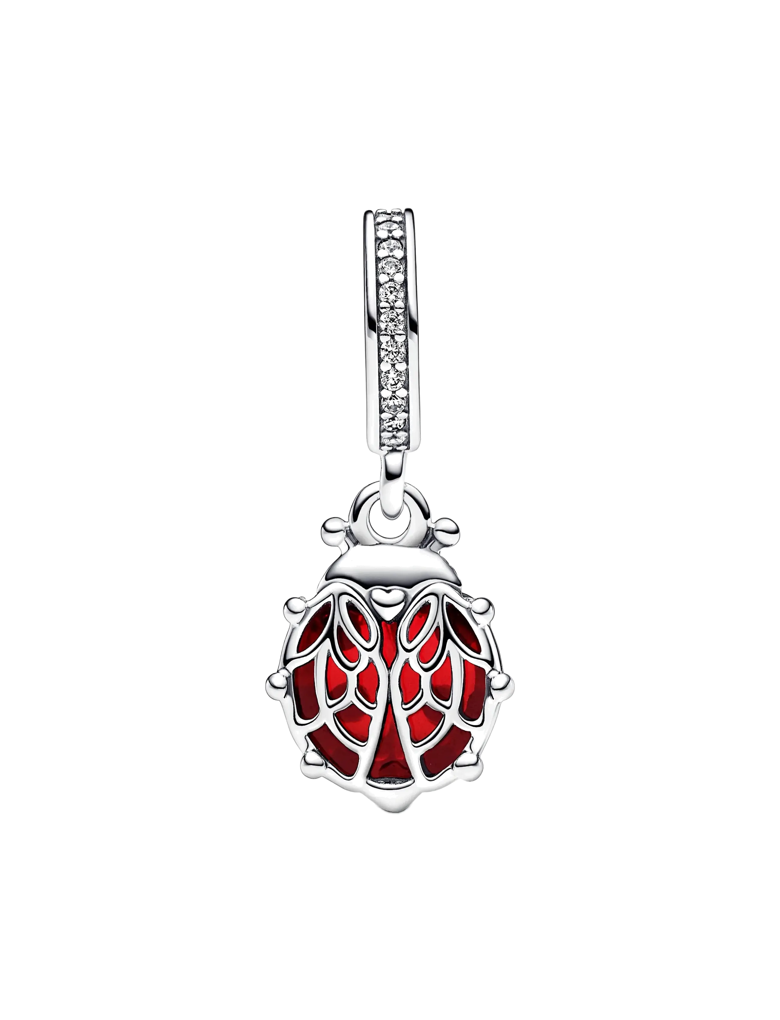 Pandora - Ladybird sterling silver dangle with salsa red crystal, clear cubic zirconia and black enamel - anhänger - red - 2