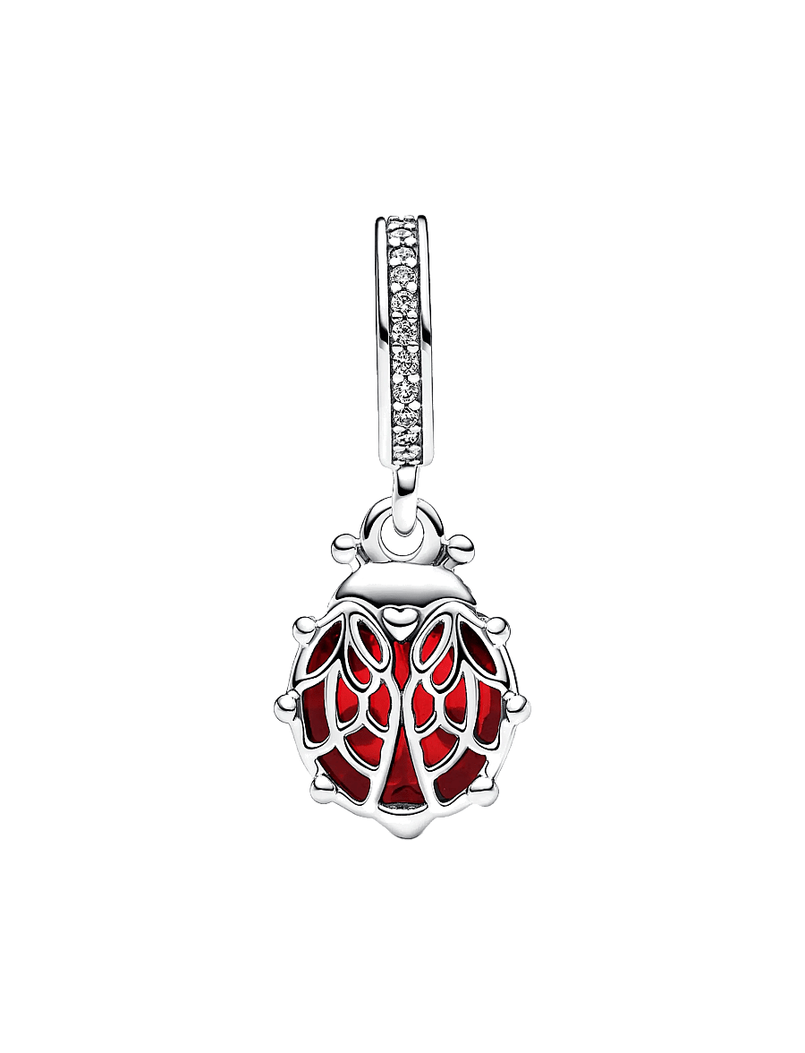 Pandora - Ladybird sterling silver dangle with salsa red crystal, clear cubic zirconia and black enamel - anhänger - red - 2