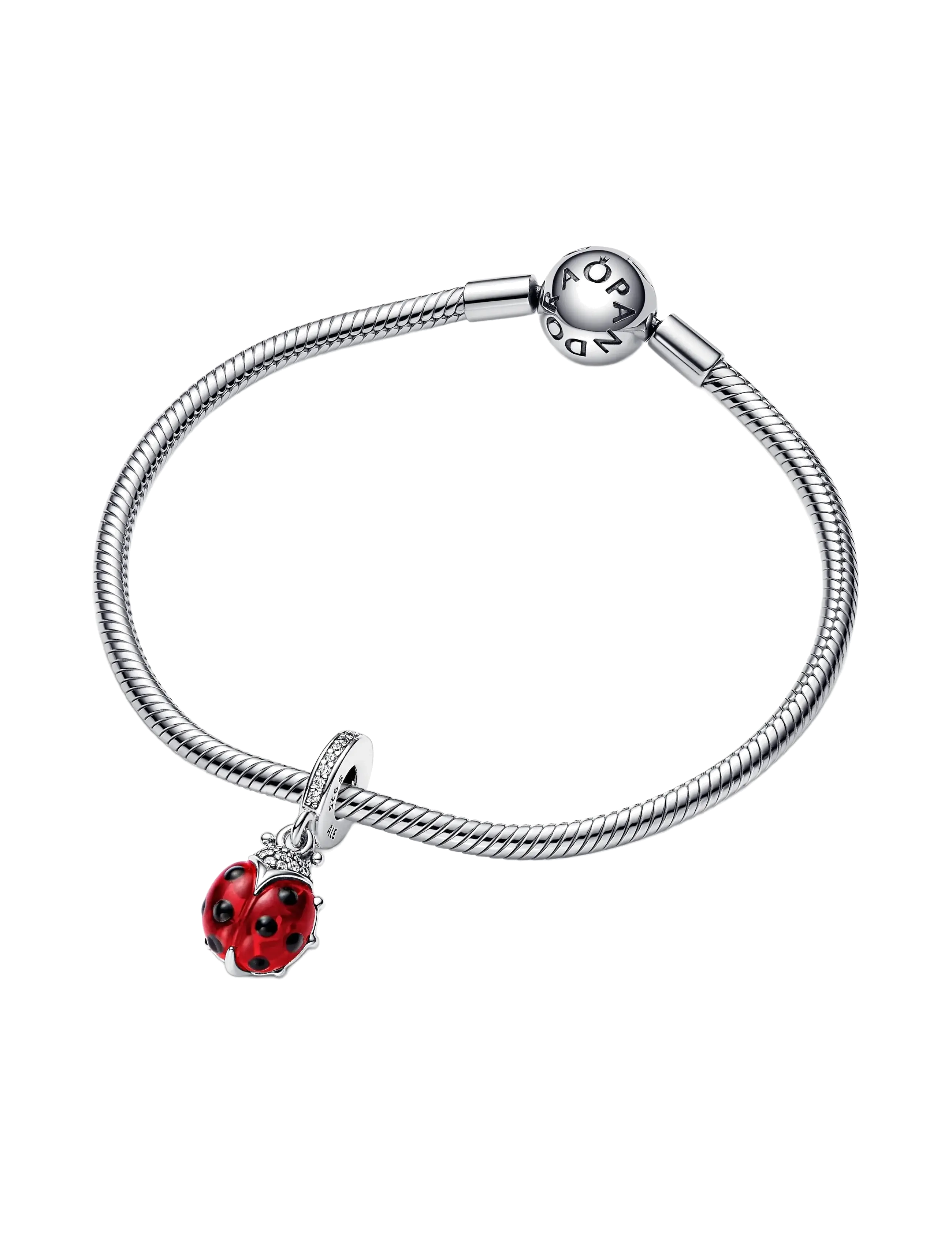Pandora - Ladybird sterling silver dangle with salsa red crystal, clear cubic zirconia and black enamel - anhänger - red - 3