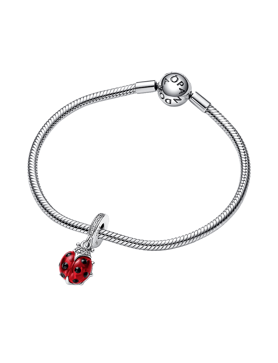 Pandora - Ladybird sterling silver dangle with salsa red crystal, clear cubic zirconia and black enamel - anhänger - red - 3