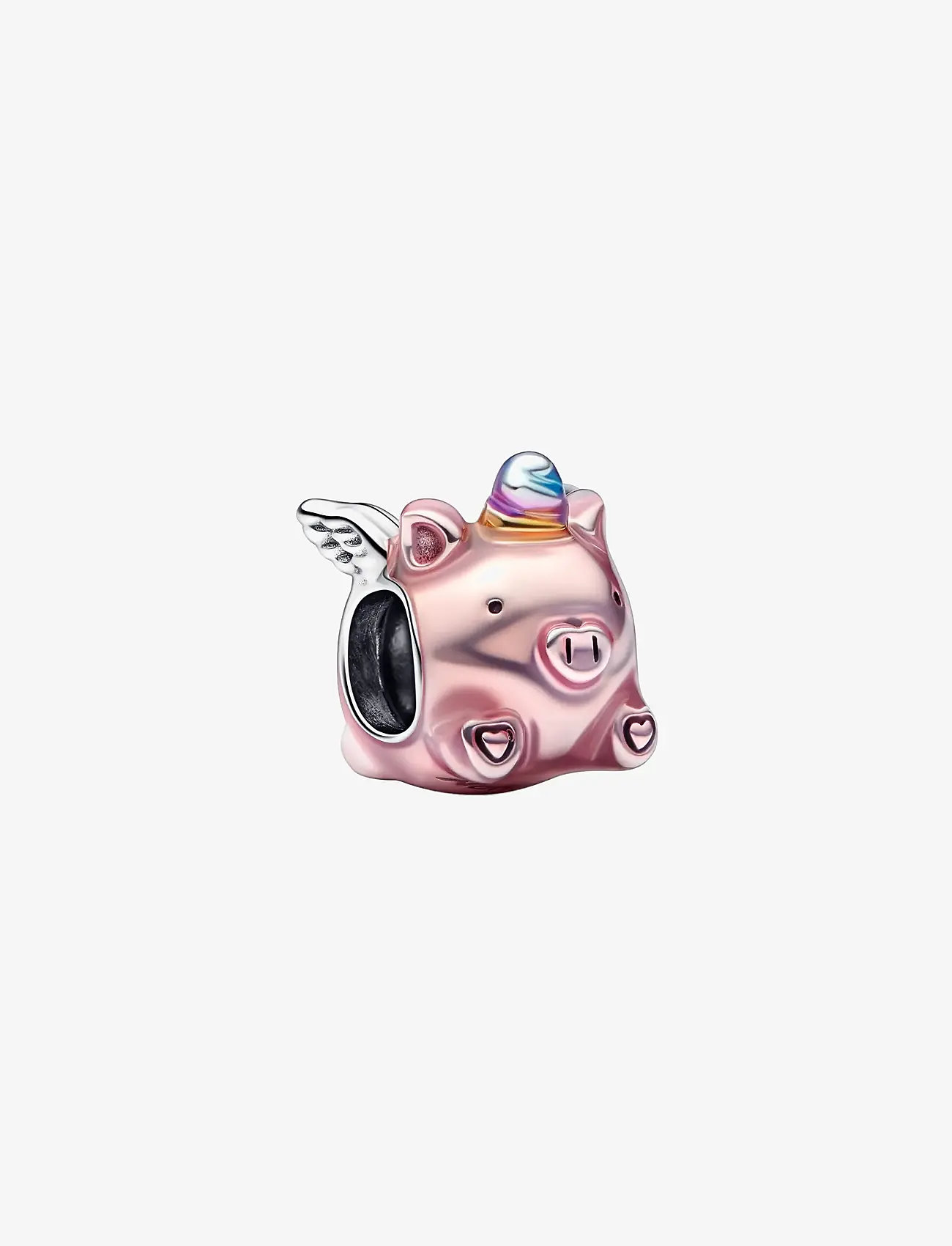 Pandora - Flying pig sterling silver charm with transparent light pink, blue, violet and yellow enamel - hängen & berlocker - pink - 1