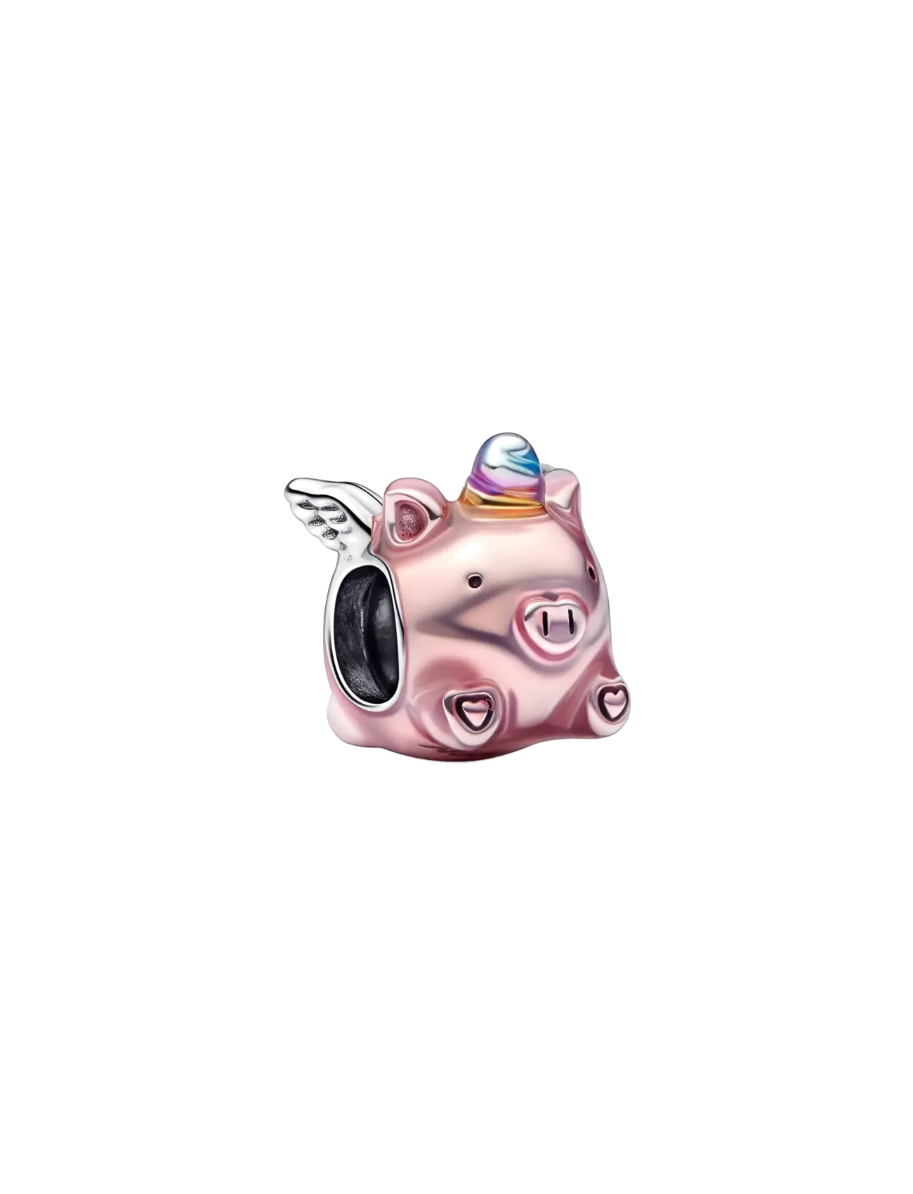 Pandora Flying pig sterling silver charm with transparent light pink, blue, violet and yellow enamel - Accessoires - PINK / pink/rose