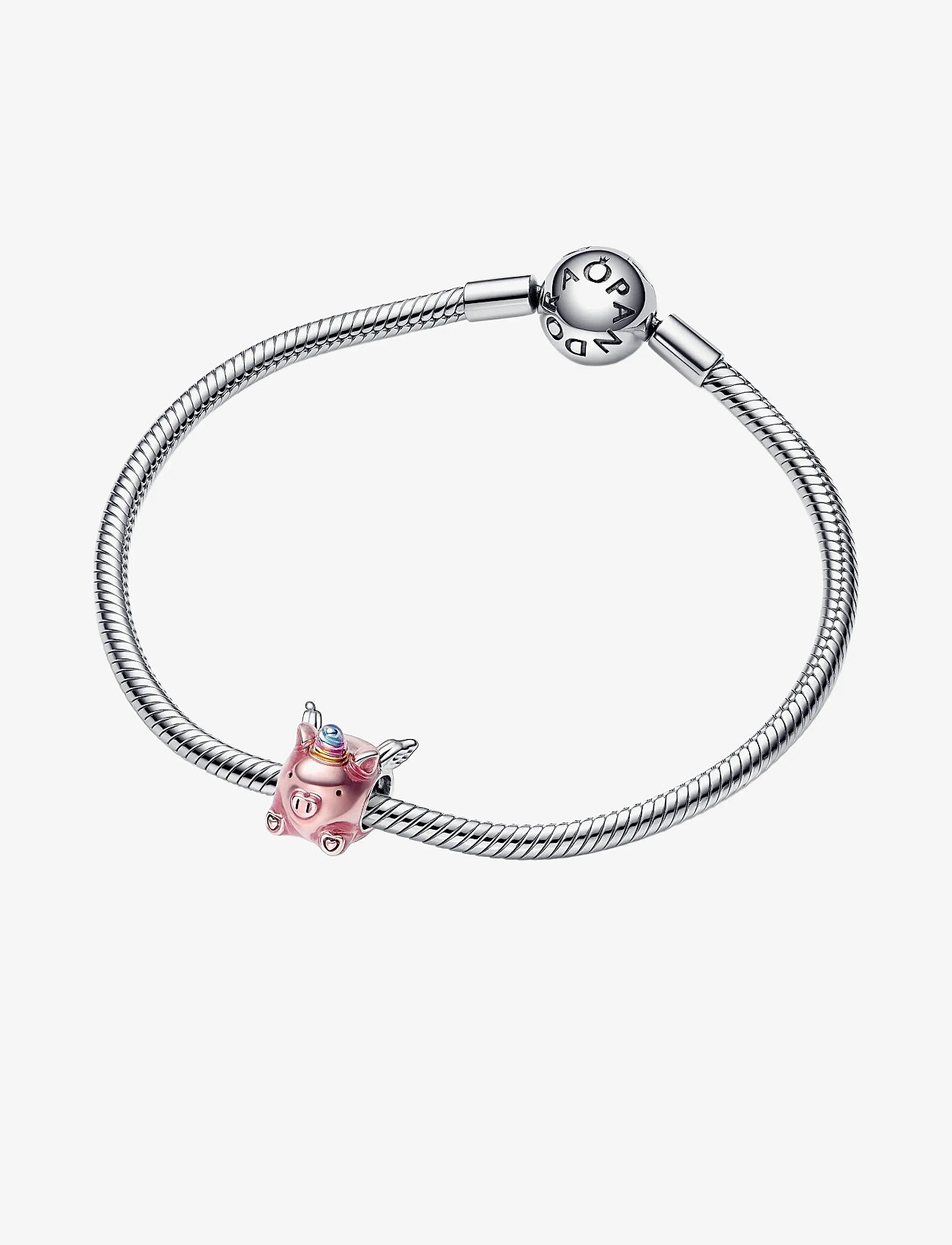 Pandora - Flying pig sterling silver charm with transparent light pink, blue, violet and yellow enamel - hängen & berlocker - pink - 2