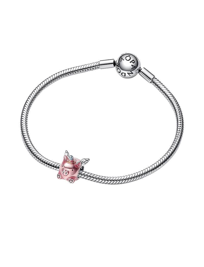 Pandora - Flying pig sterling silver charm with transparent light pink, blue, violet and yellow enamel - hängen & berlocker - pink - 2
