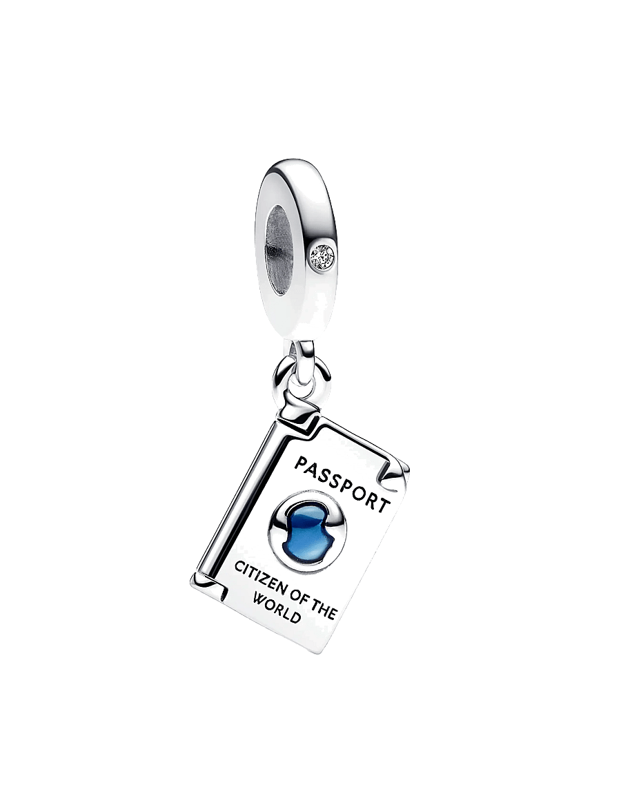 Pandora - Passport sterling silver dangle with clear cubic zirconia and shaded blue enamel - pendentifs - blue - 1