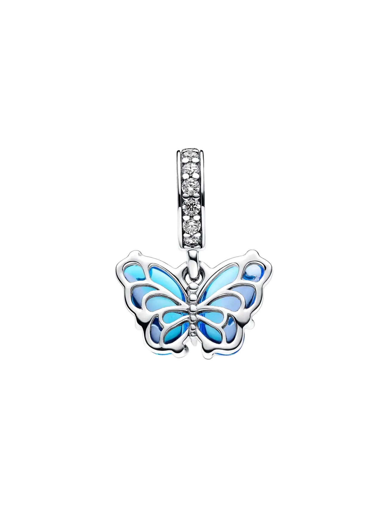Pandora - Butterfly sterling silver dangle with bi-colour blue Murano glass and clear cubic zirconia - pendentifs - blue - 2
