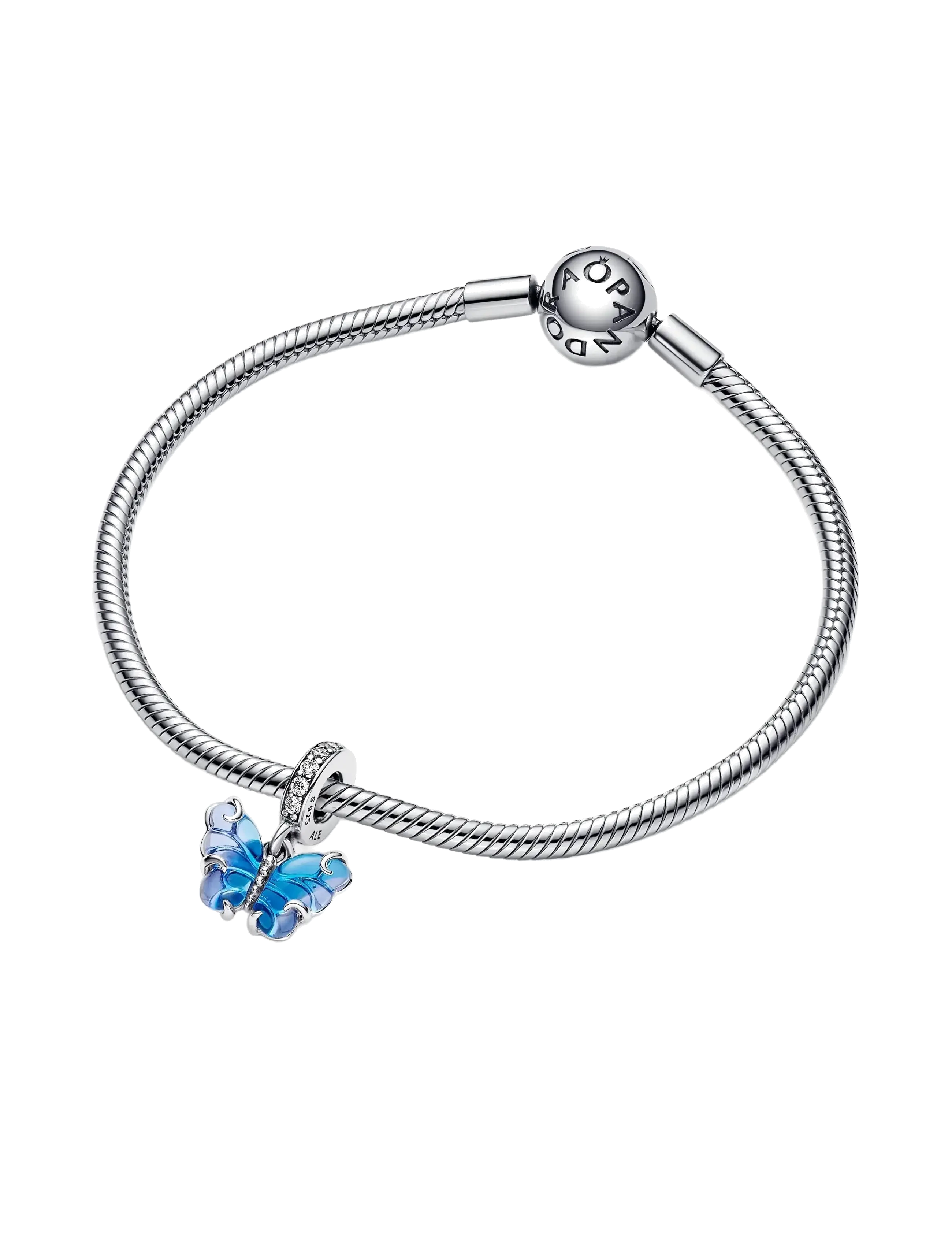 Pandora - Butterfly sterling silver dangle with bi-colour blue Murano glass and clear cubic zirconia - pendentifs - blue - 3